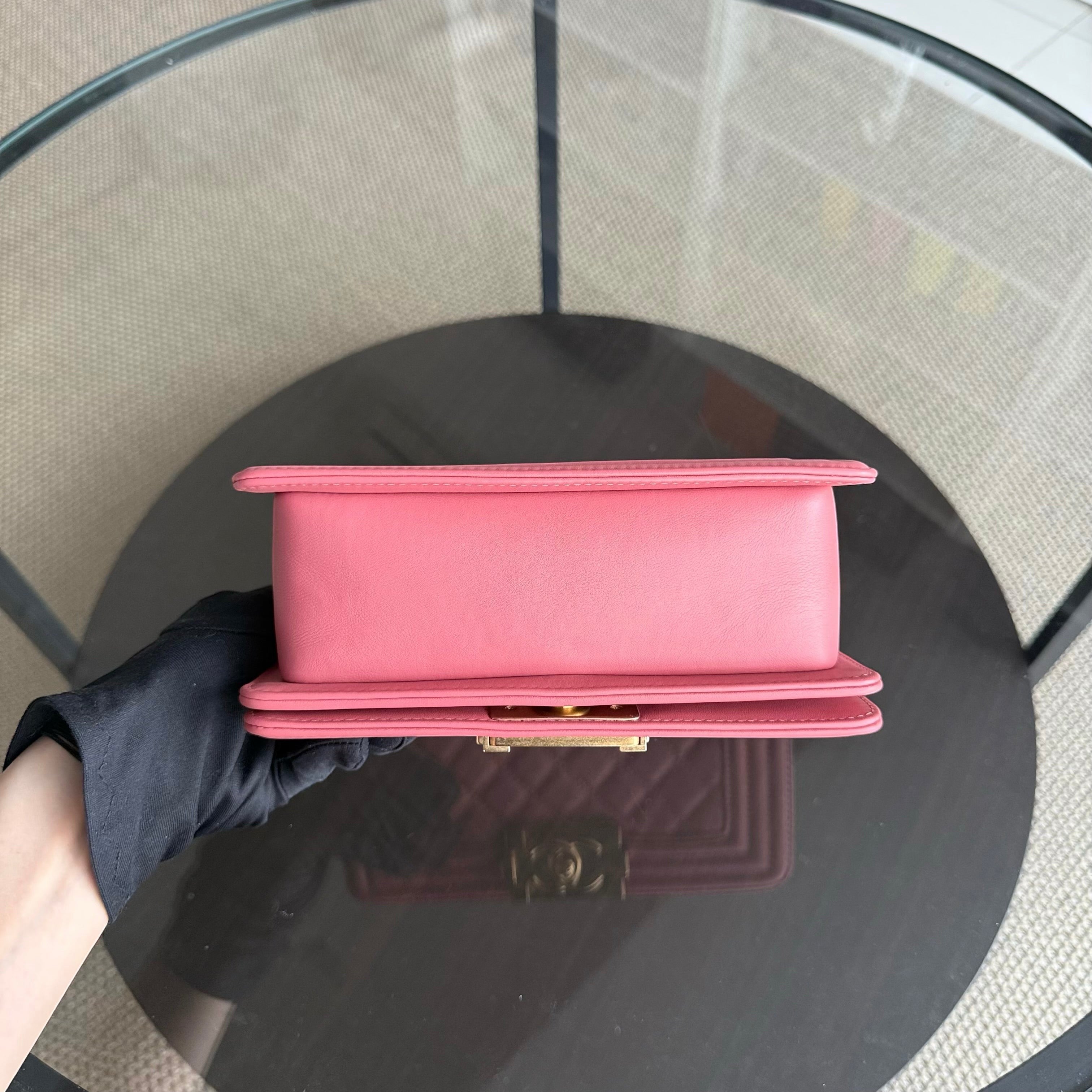 Chanel Boy Small - 20CM Quilted Calfskin Pink Gold Hardware Series 28