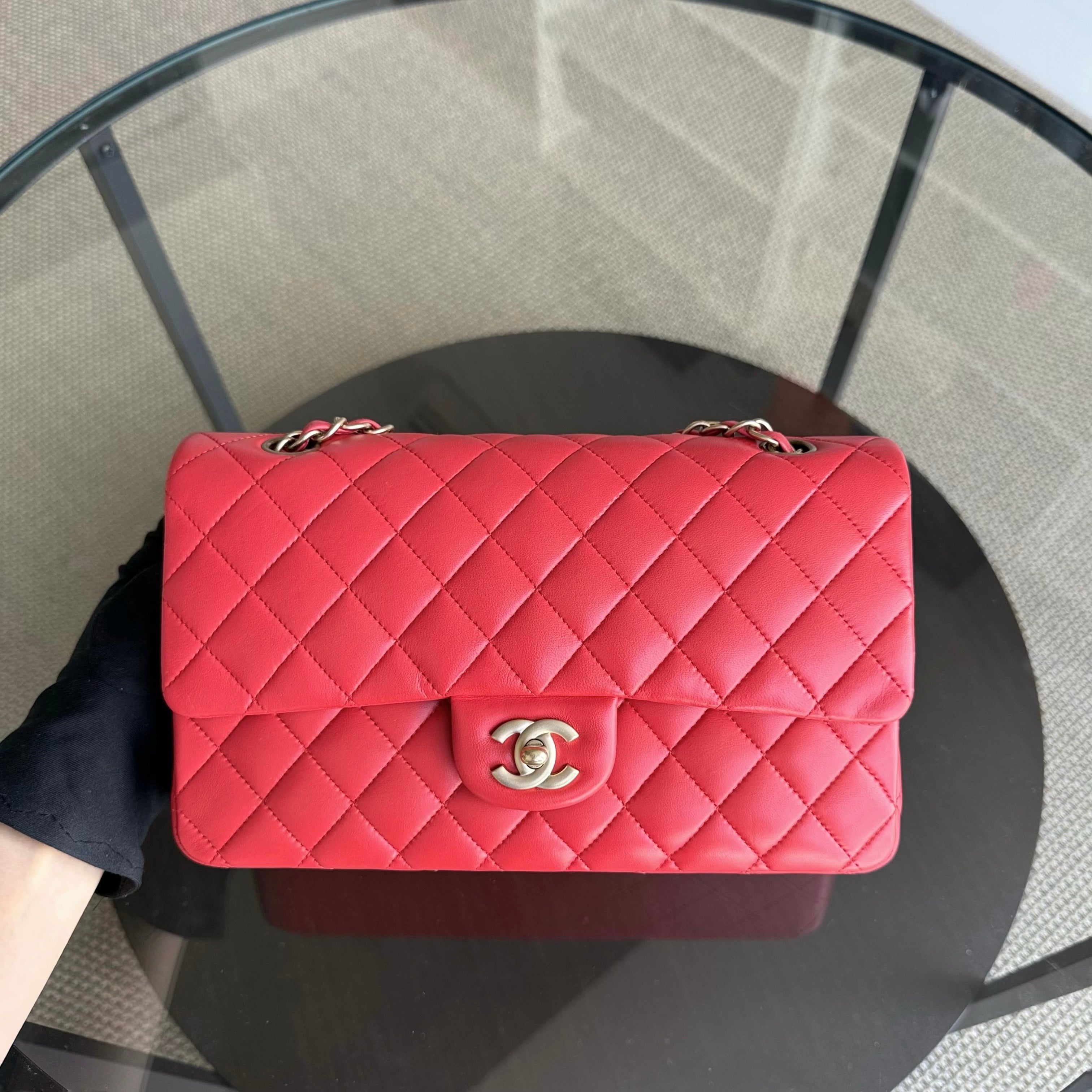 Chanel Classic Flap Medium - 25CM Quilted Lambskin Red Gold Hardware Series 13