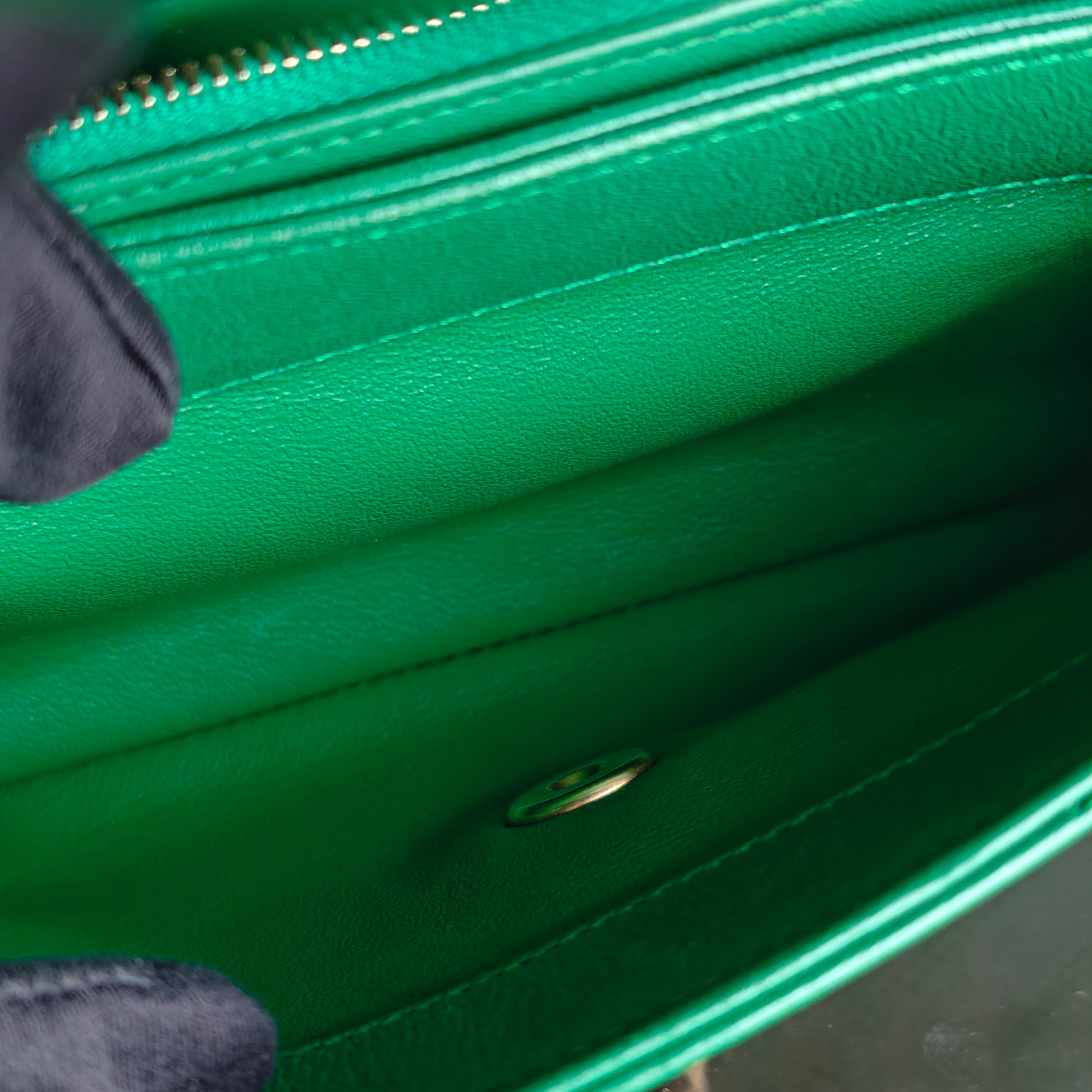 Chanel Coco Chevron Bag - Calfskin Green Gold Hardware Series 25