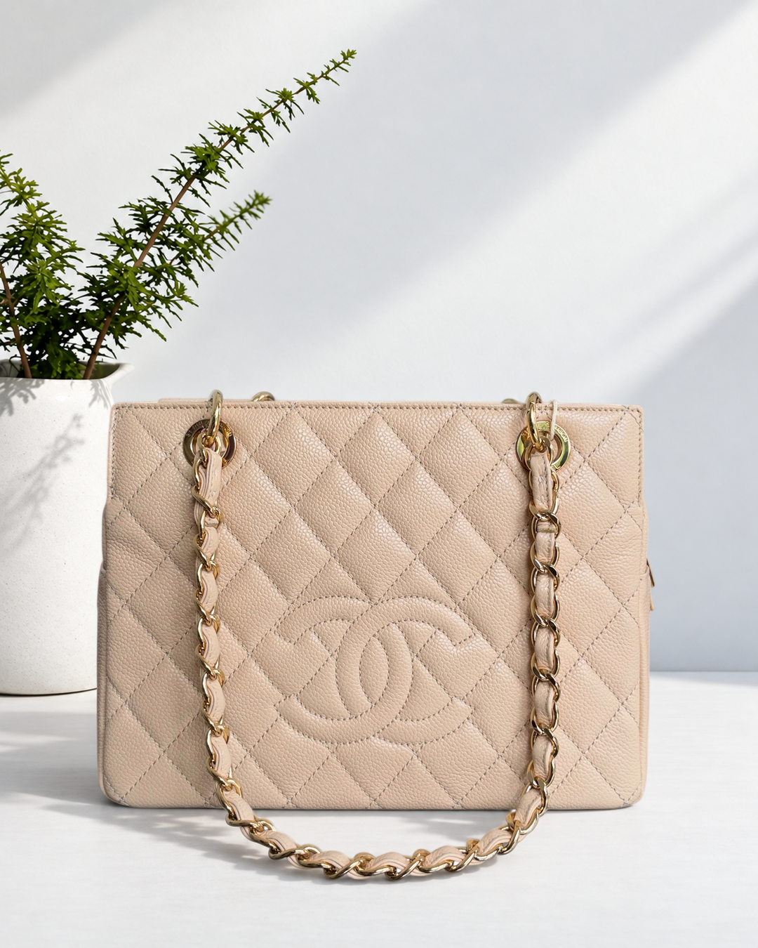 Chanel Petite Timeless Tote - PTT Caviar Quilted Biege Gold Hardware Series 15