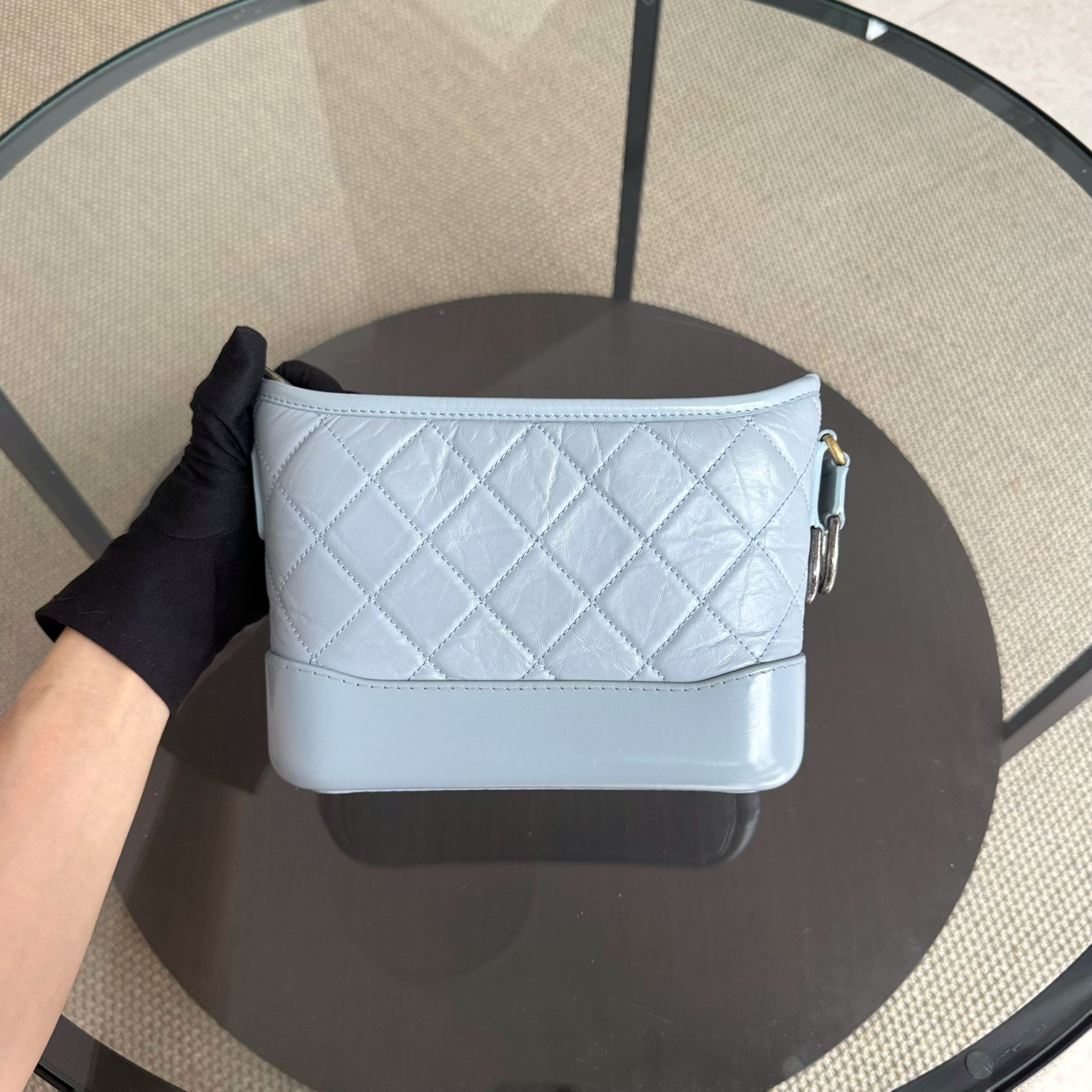 Chanel Gabrielle Small - Aged Calfskin Baby Blue Mixed Gold Hardware Series 27