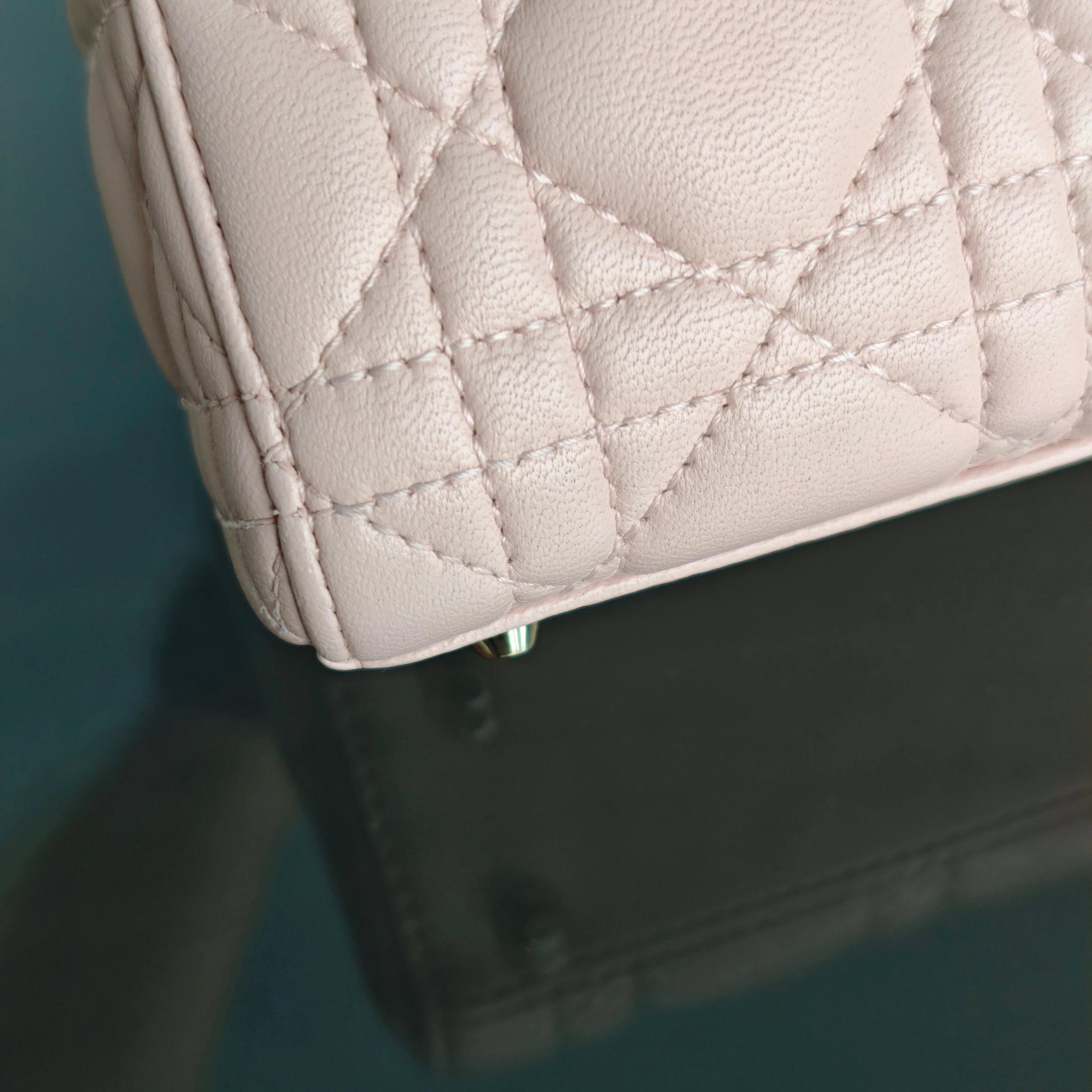 Dior Lady Mini - Cannage Lambskin Light Pink Gold Hardware Adjustable Strap