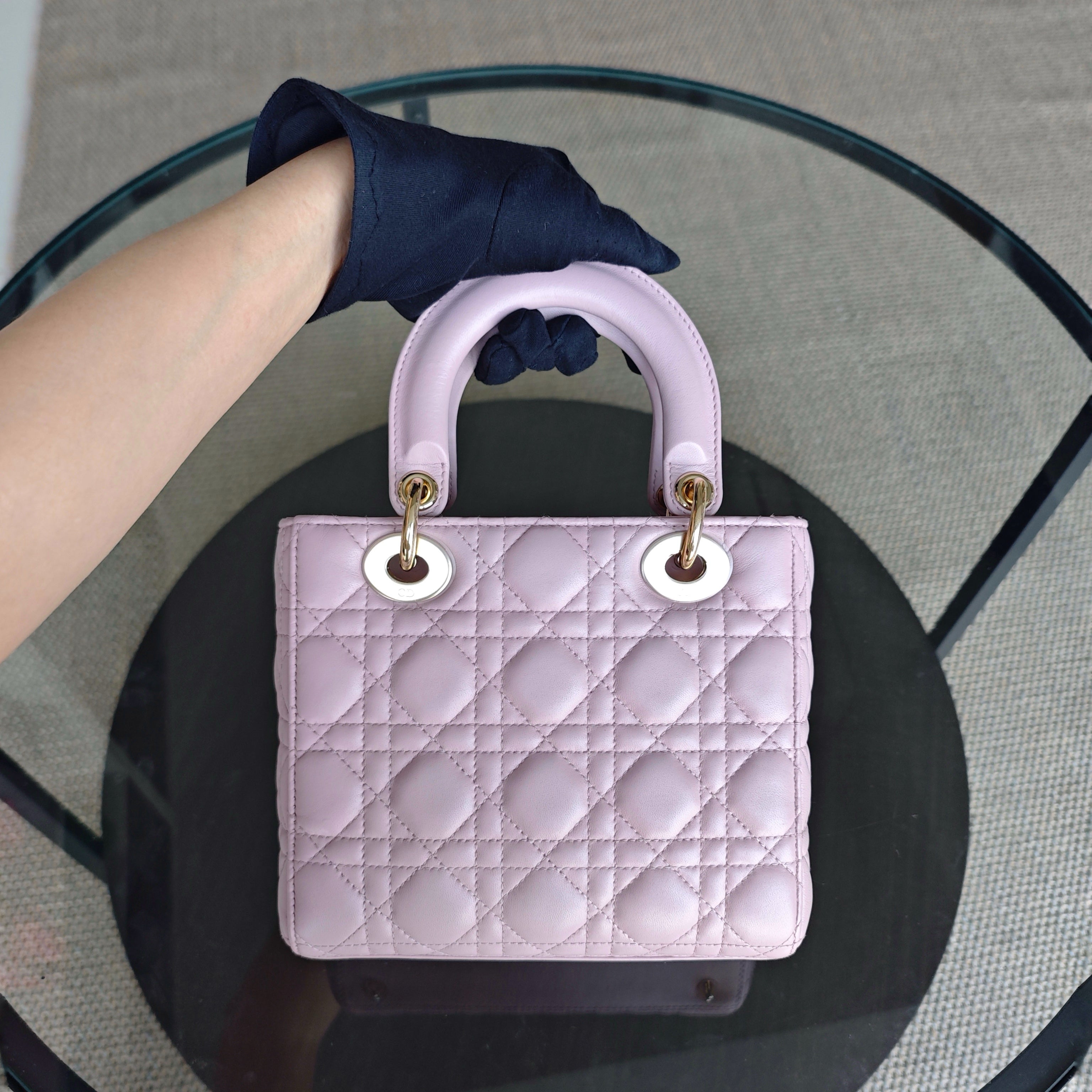 Dior Lady Small - Cannage Lambskin Pink Gold Hardware