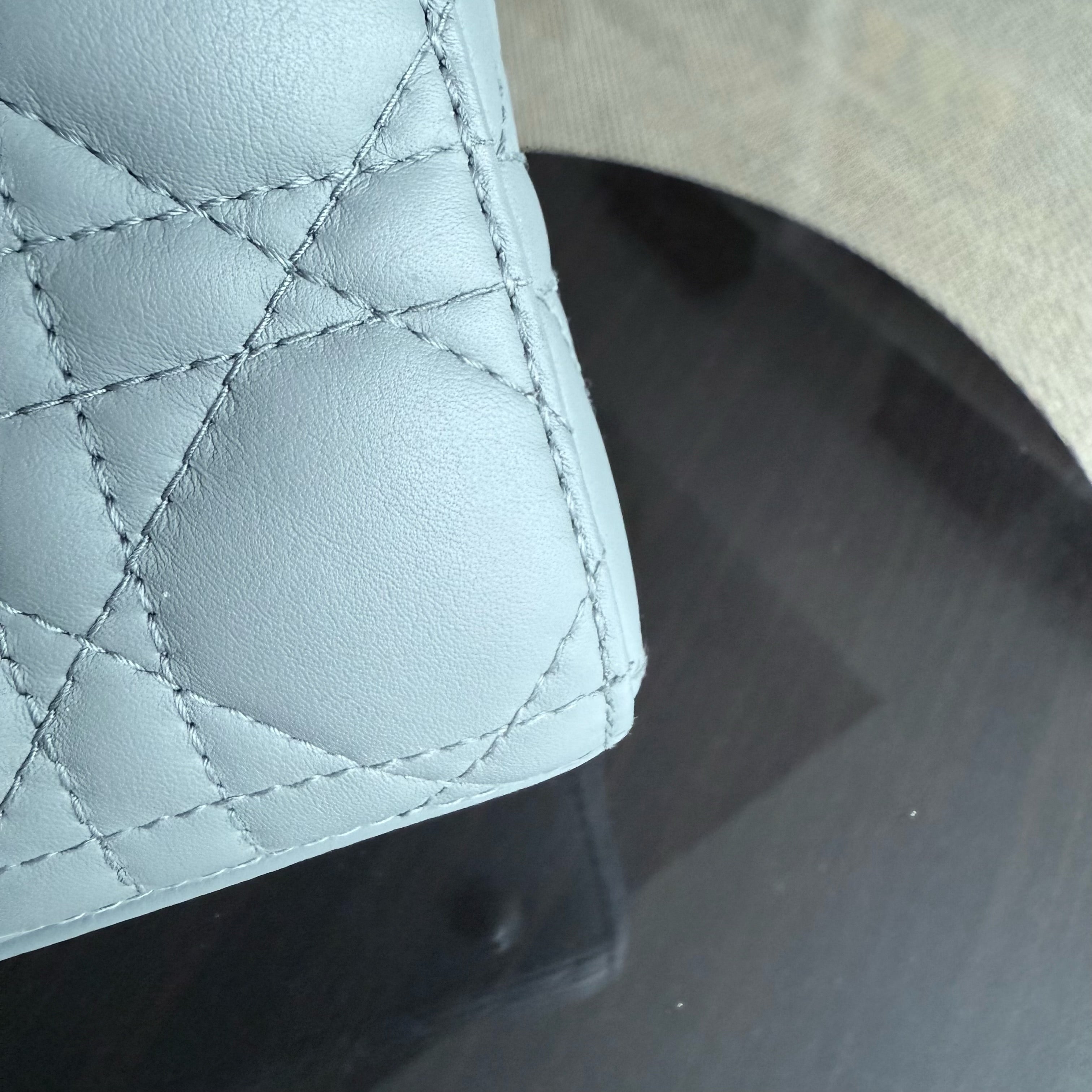 Dior Lady Small ABC - All Gray Grey Cannage Calfskin Black Hardware