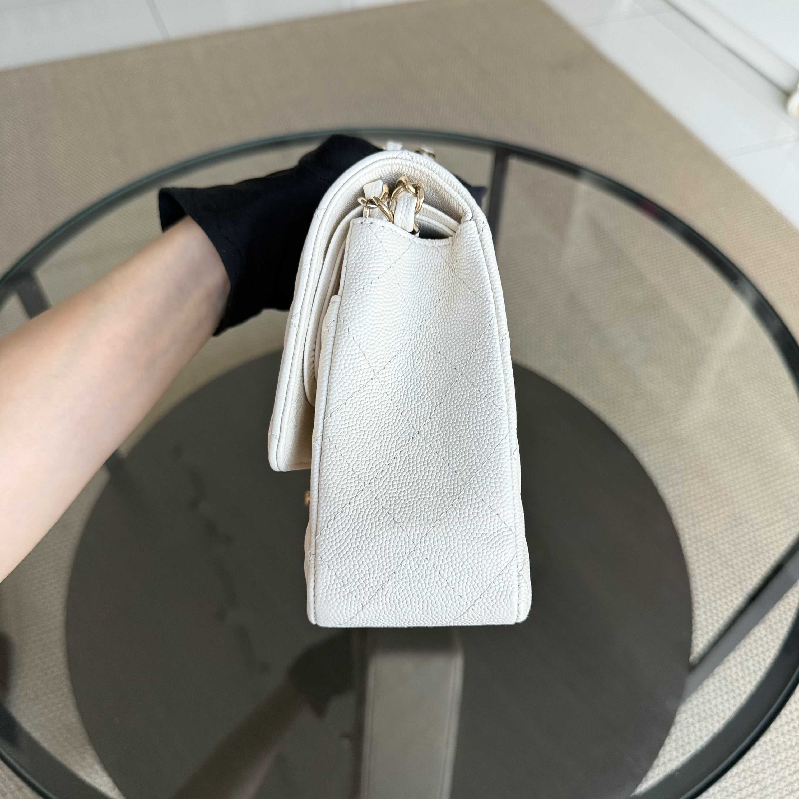 Chanel Classic Flap Medium - Caviar Quilted Grained Calfskin White Gold Hardware Series 23