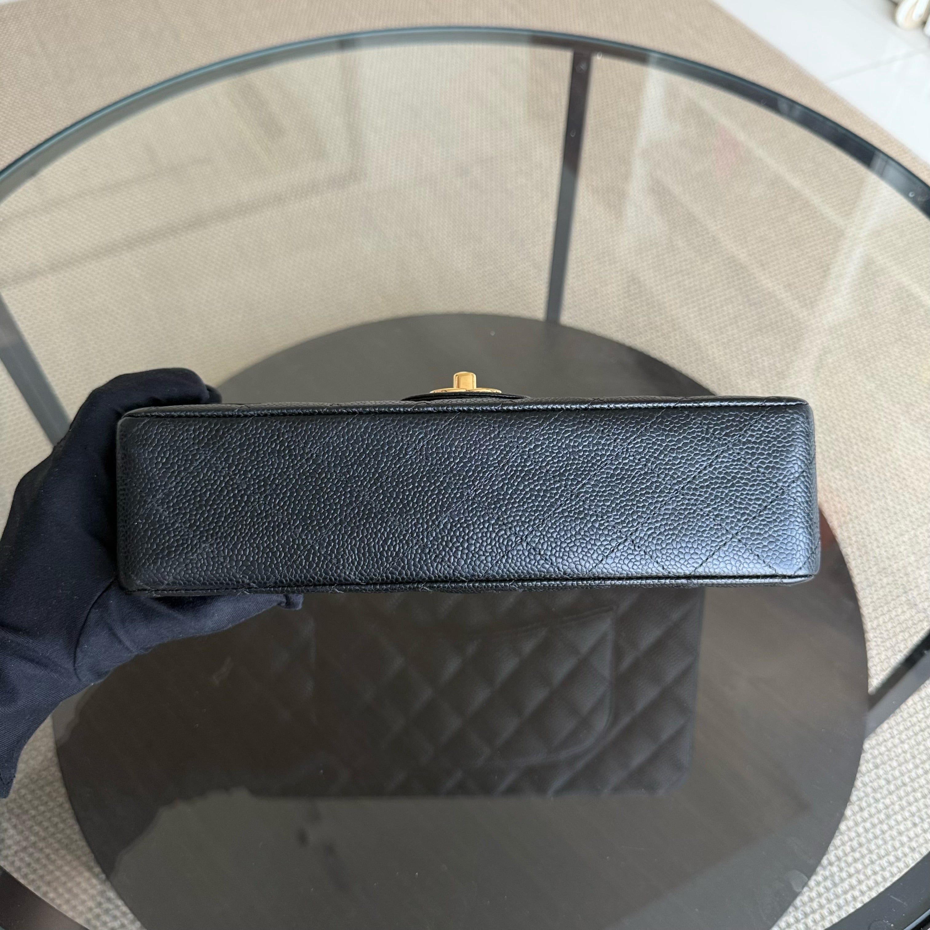 Chanel Classic Flap Medium - 25CM Quilted Caviar Black Gold Hardware Series 21