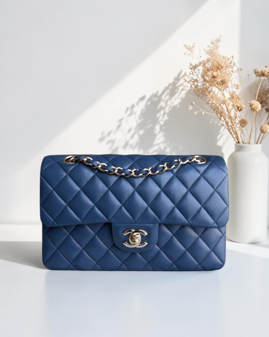 Chanel Classic Flap Small - Lambskin 23CM Dark Blue Gold Hardware Series 25