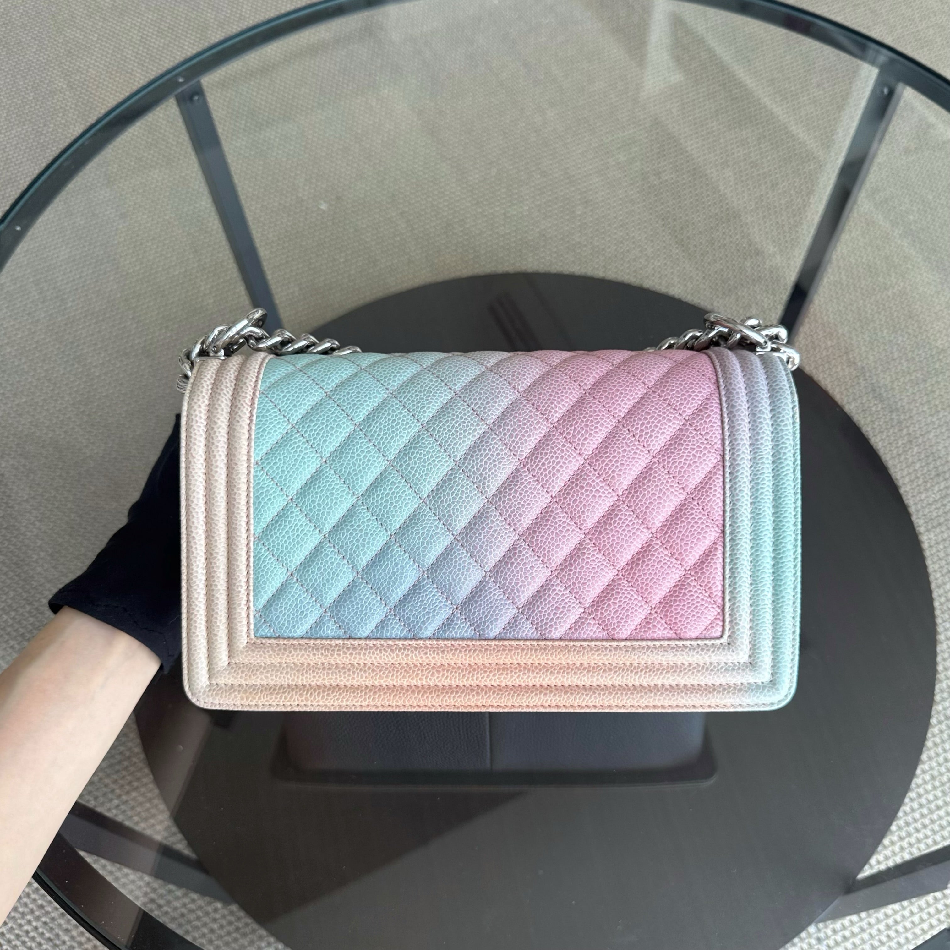 Chanel Boy Medium - Caviar 25CM Quilted Grained Calfskin Rainbow Limited Edition Series 25