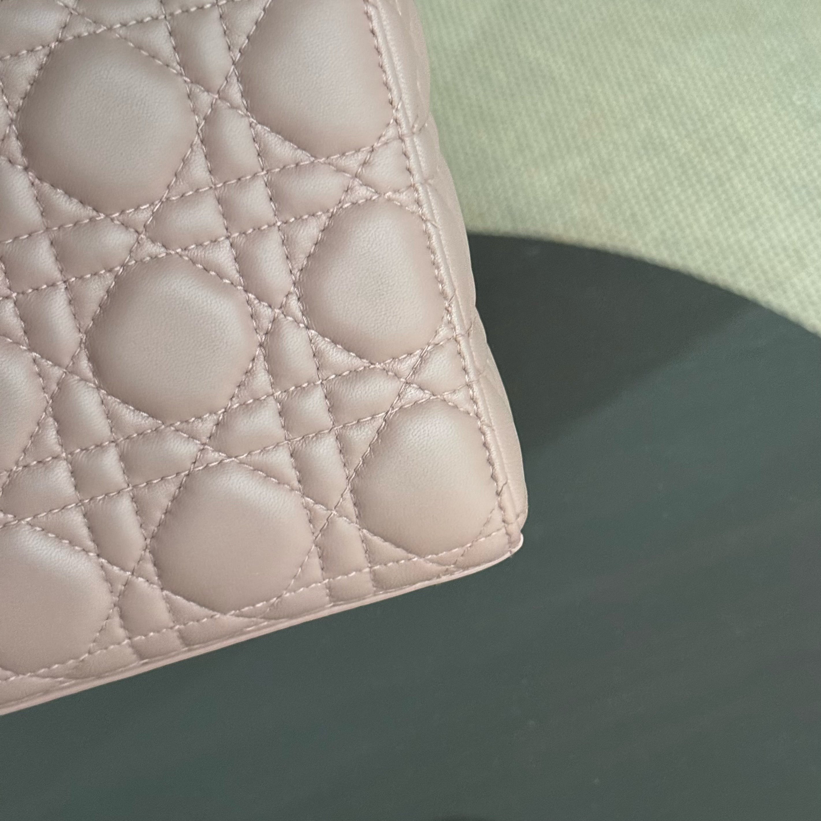 Dior Lady Small Flap - 20CM Cannage Lambskin Blush Pink Gold Hardware