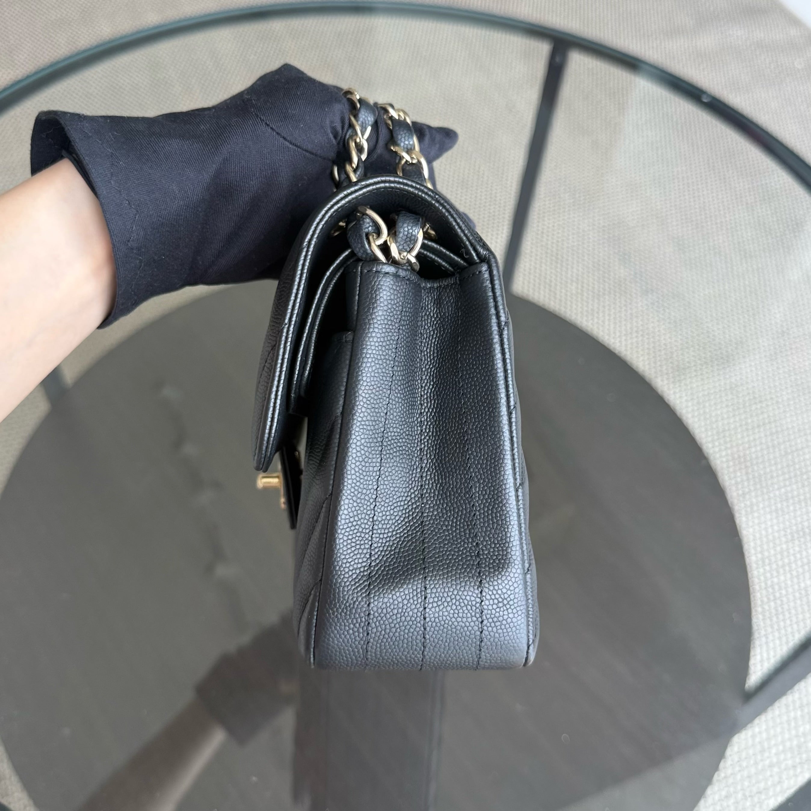 Chanel Classic Flap Small - Caviar 23CM Chevron Black Gold Hardware Series 27