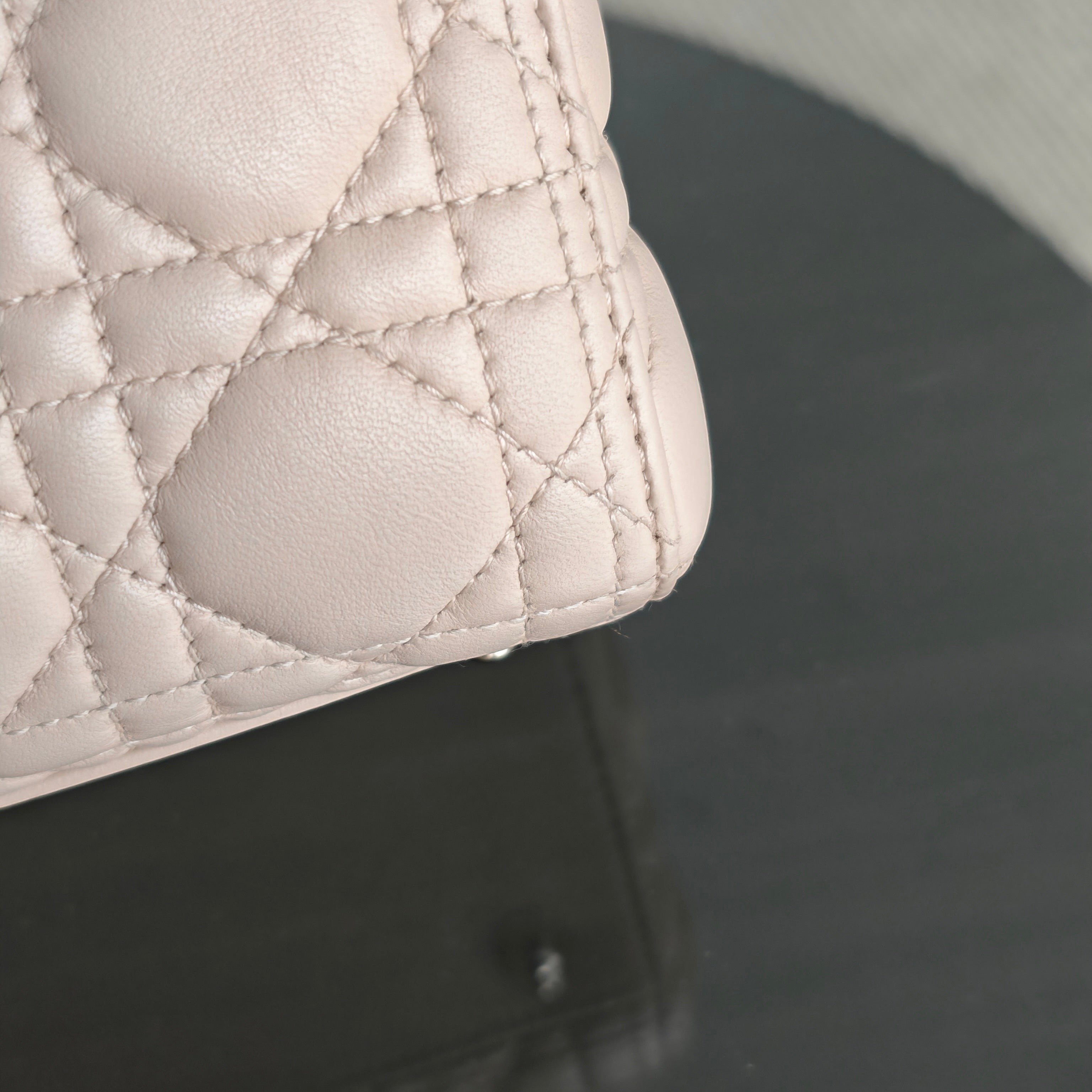 Dior Lady Large - Cannage Lambskin Light Pink Gold Hardware Adjustable Strap
