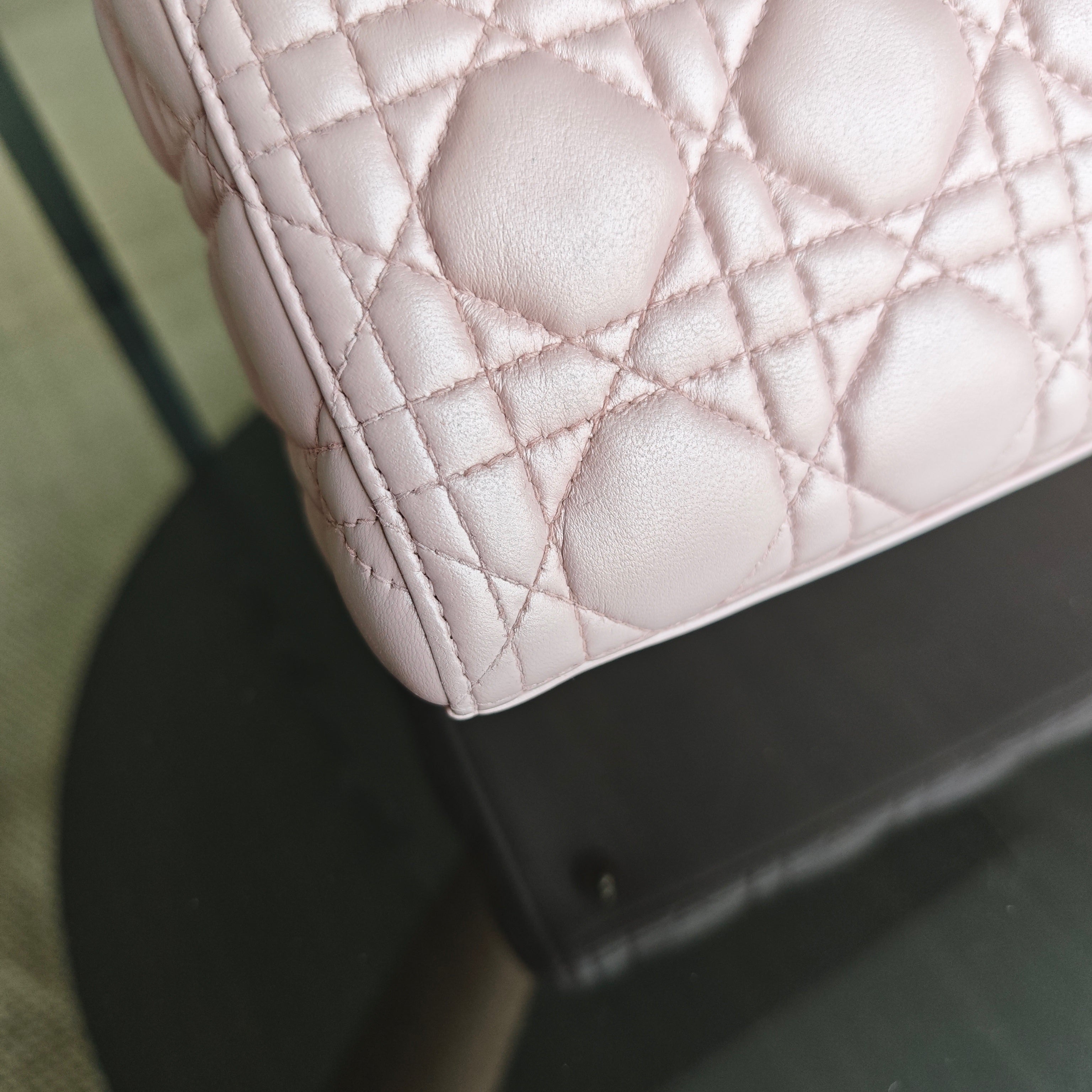 Dior Lady Medium Cannage Lambskin Light Pink Gold Hardware