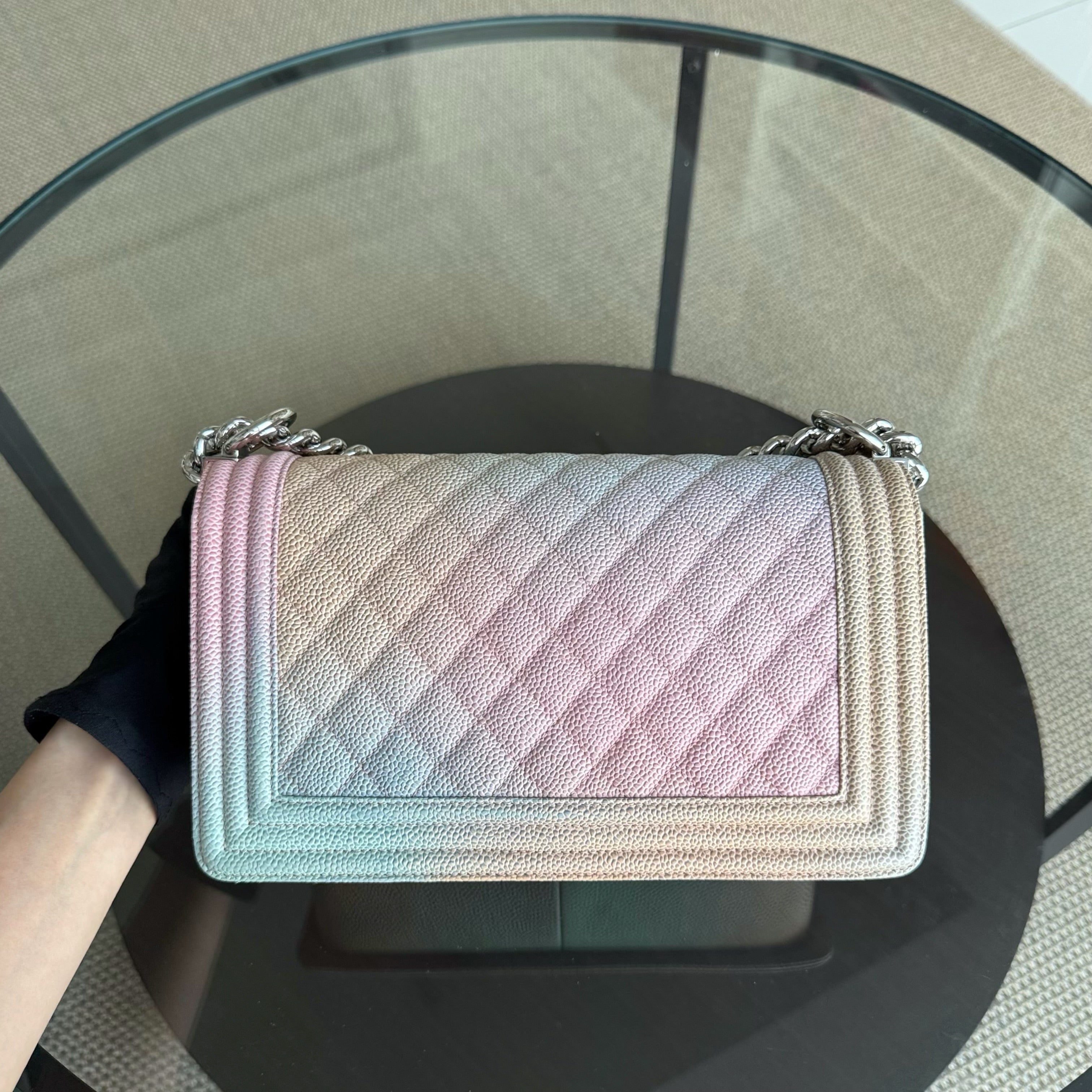 Chanel Boy Medium - Caviar 25CM Quilted Grained Calfskin Rainbow Limited Edition Series 25