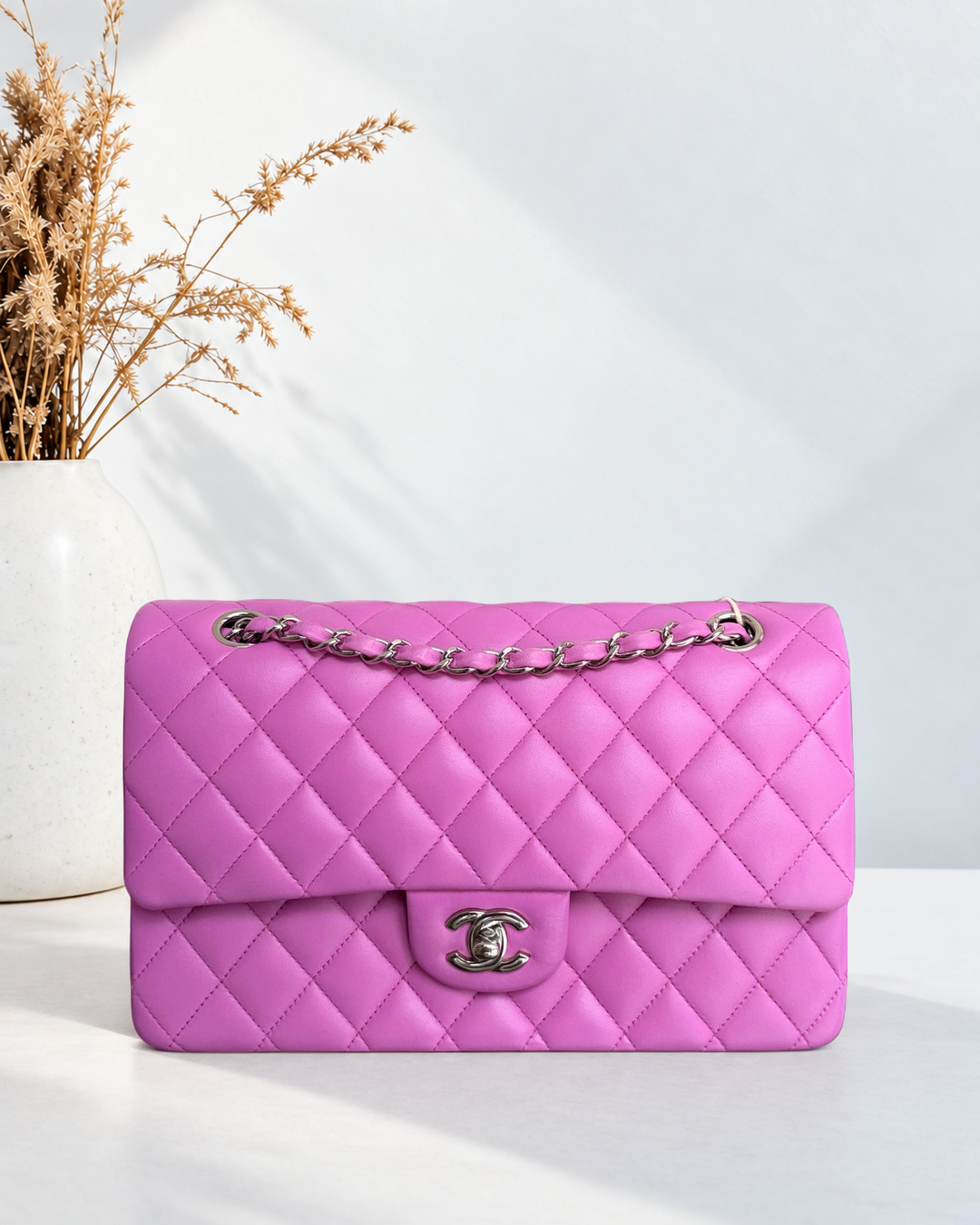 Chanel Classic Flap Medium - 25CM Quilted Lambskin Silver Hardware Series 14