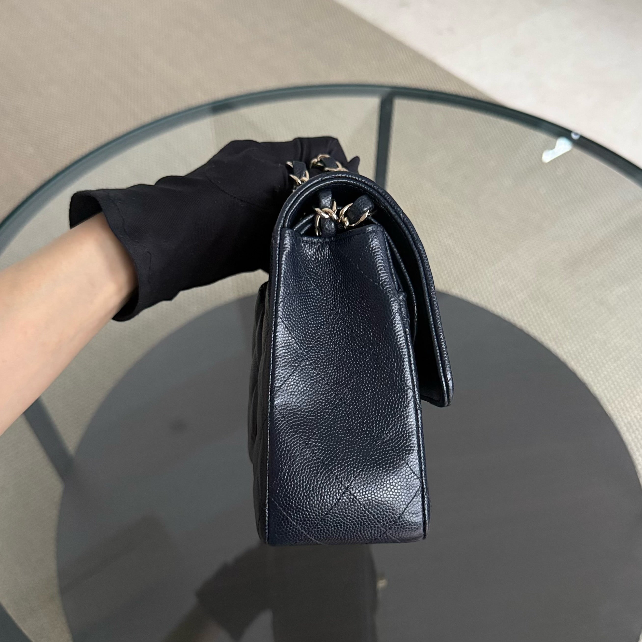 Chanel Classic Flap Medium - Caviar 25CM Quilted Dark Midnight Blue Gold Hardware Series 28