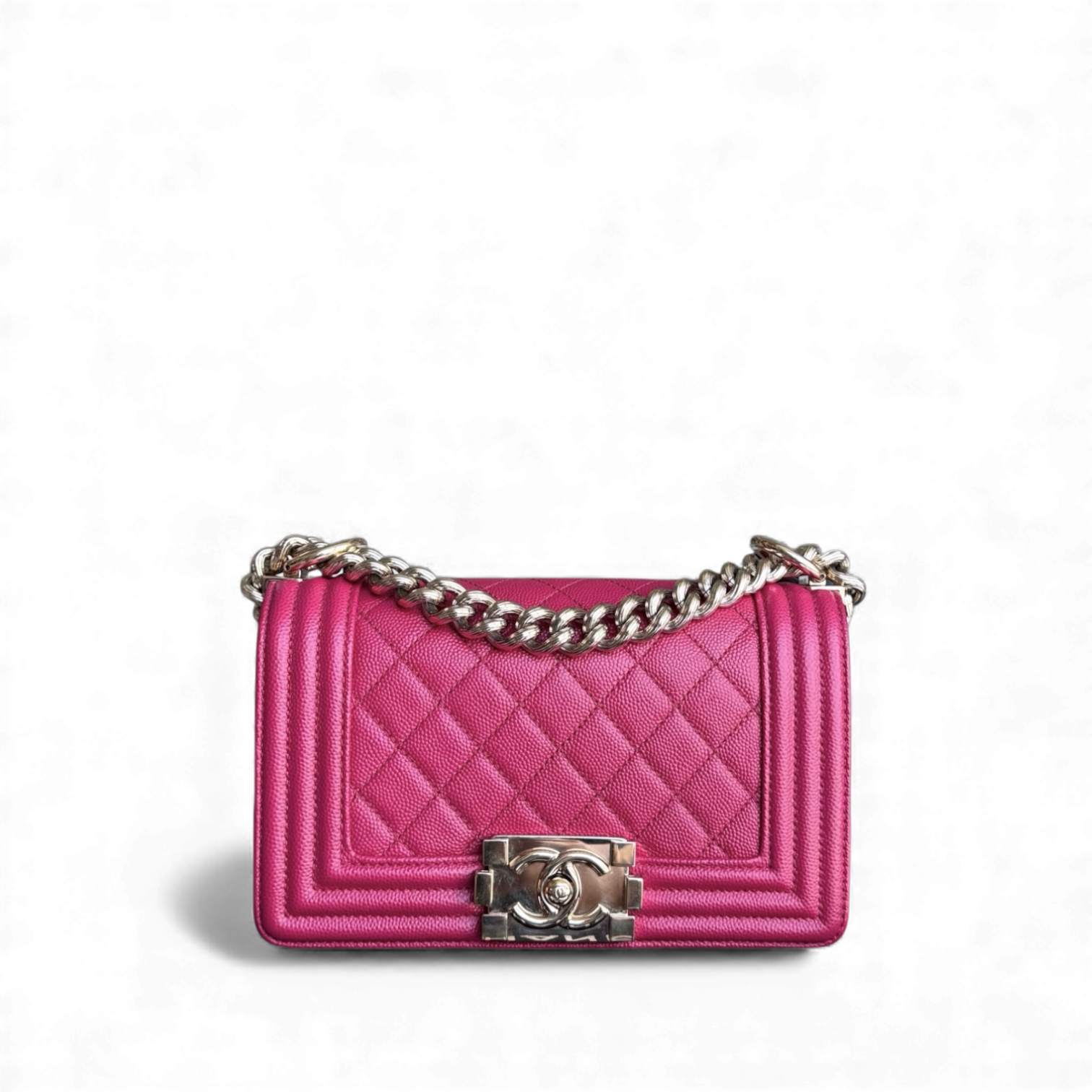 Chanel Boy Small - Caviar 20CM Quilted Pink Gold Hardware Series 23