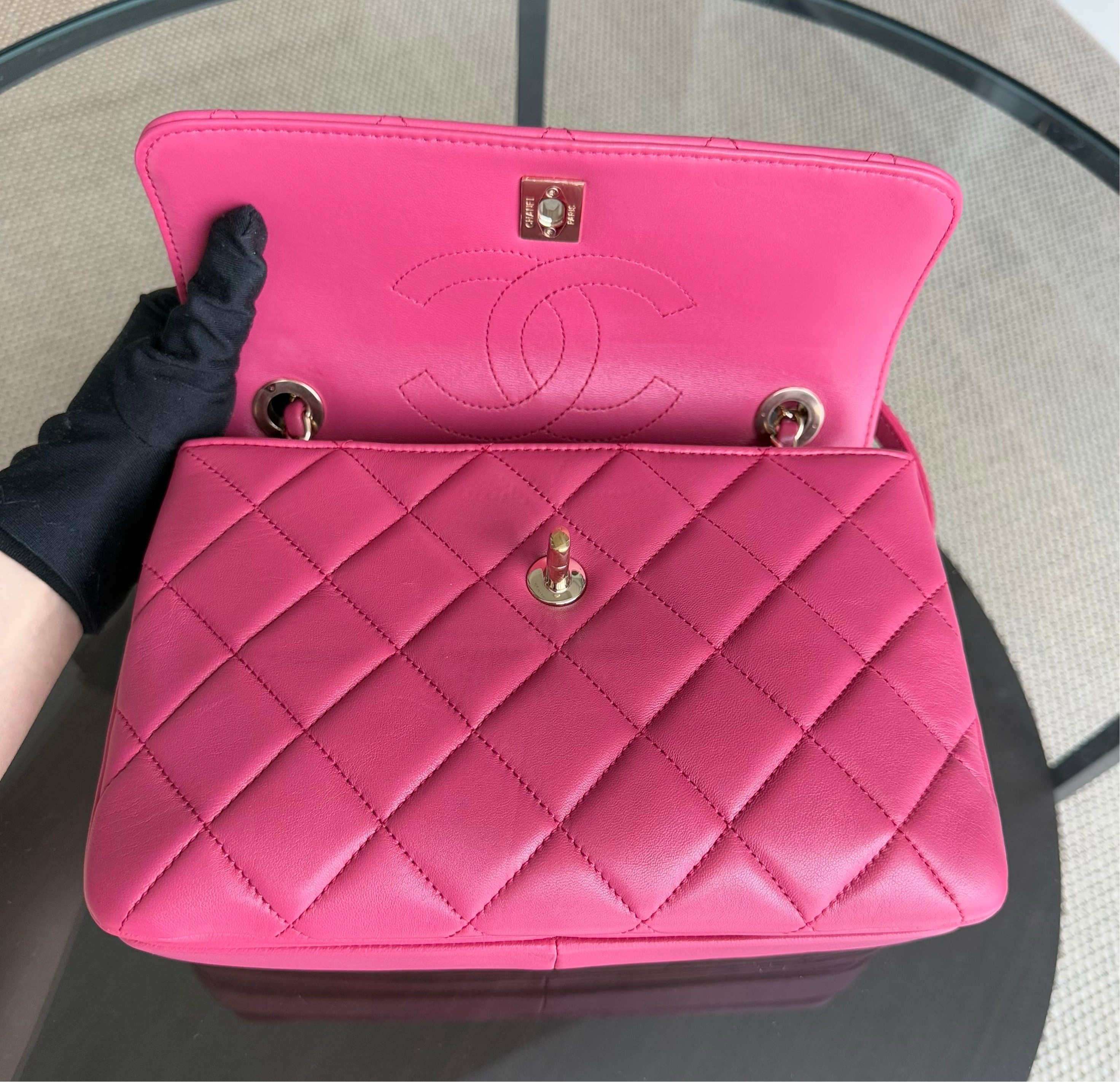 Chanel Trendy CC Small - Quilted Lambskin Hot Pink Gold Hardware Series 24
