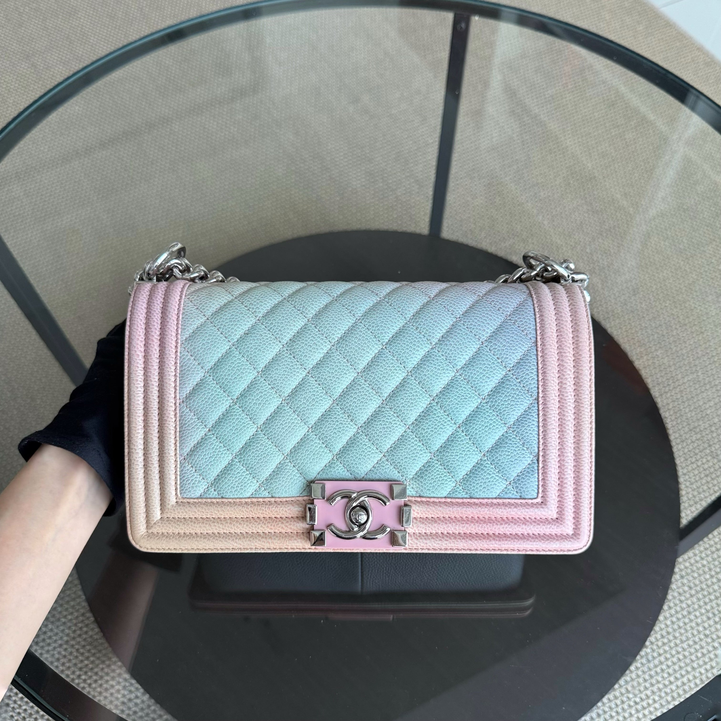 Chanel Boy Medium - Caviar 25CM Quilted Grained Calfskin Rainbow Limited Edition Series 25