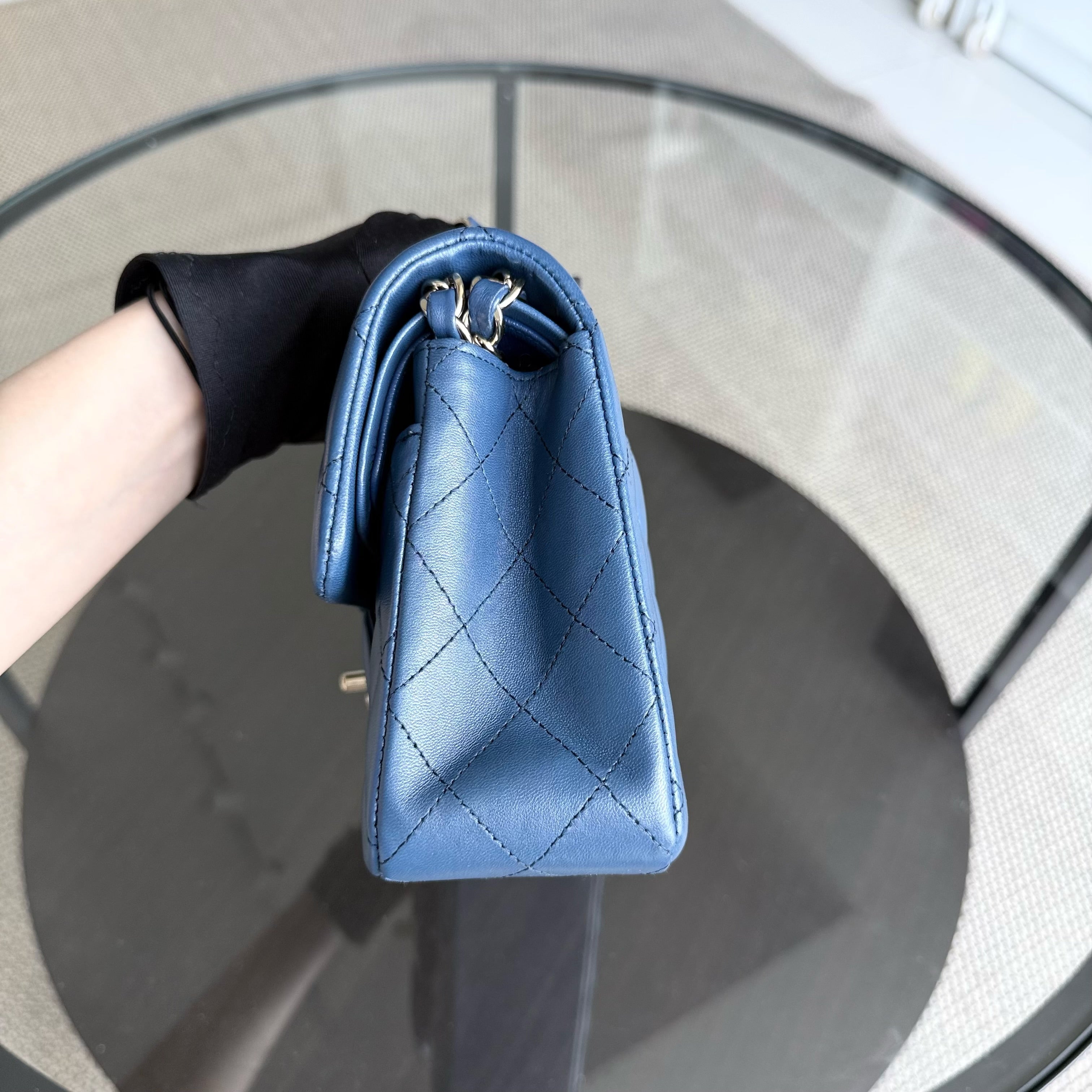 Chanel Classic Flap Small - Lambskin 23CM Dark Blue Gold Hardware Series 25