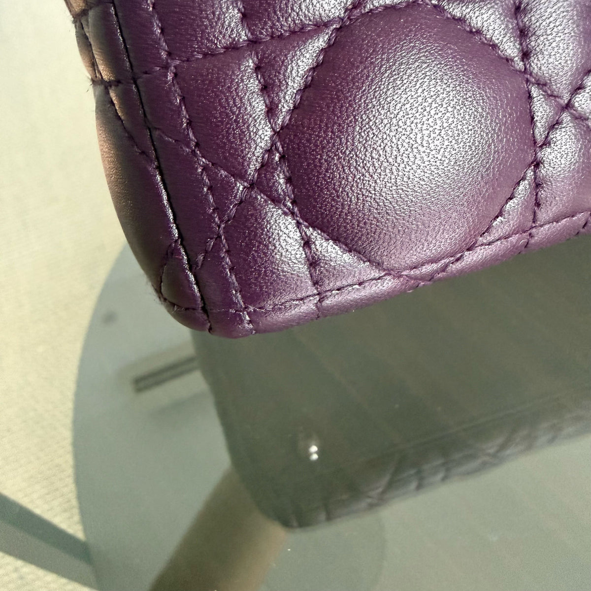 Dior Lady Large - Cannage Lambskin Dark Purple Silver Hardware
