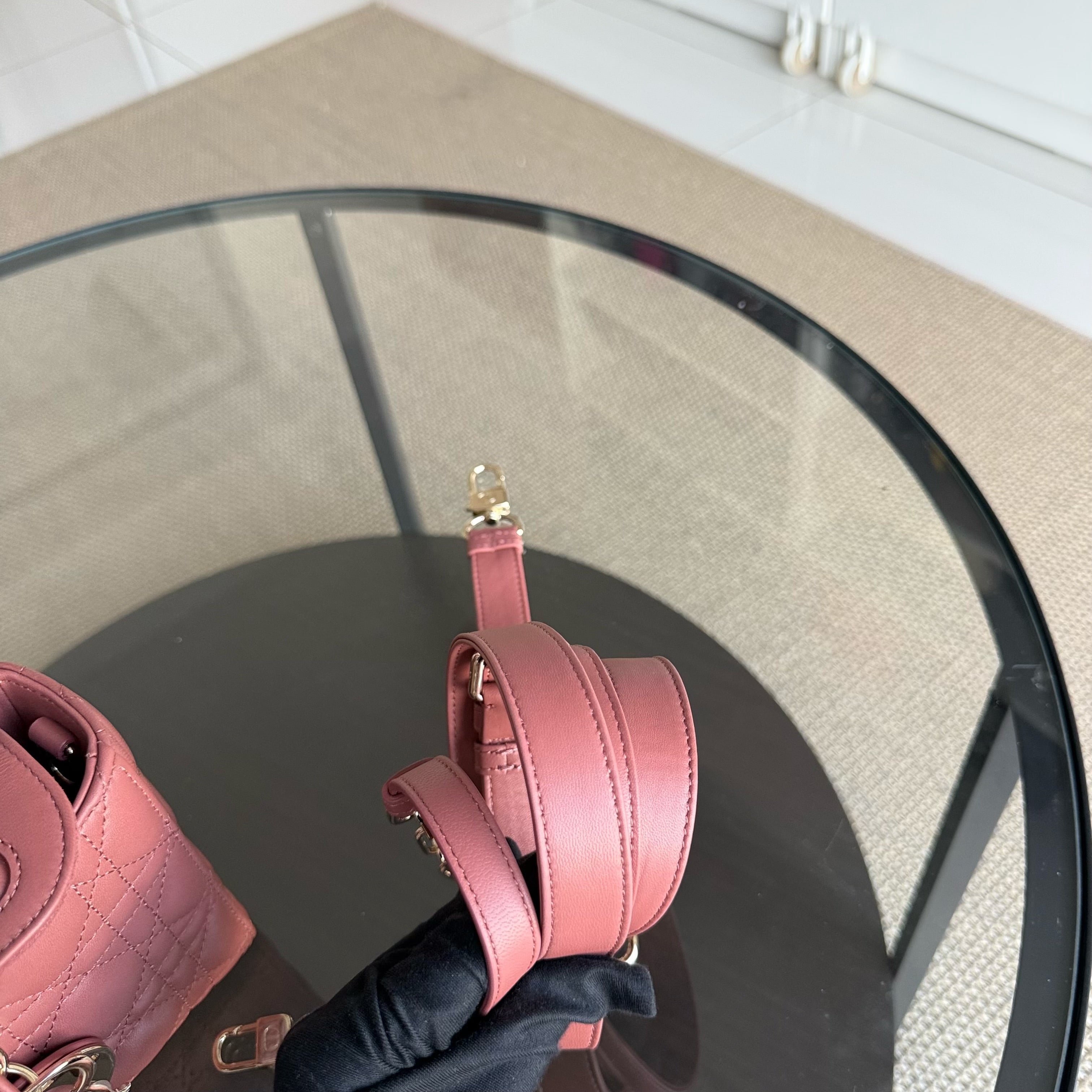 Dior D-Joy Medium - Cannage Lambskin Blush Pink Gold Hardware