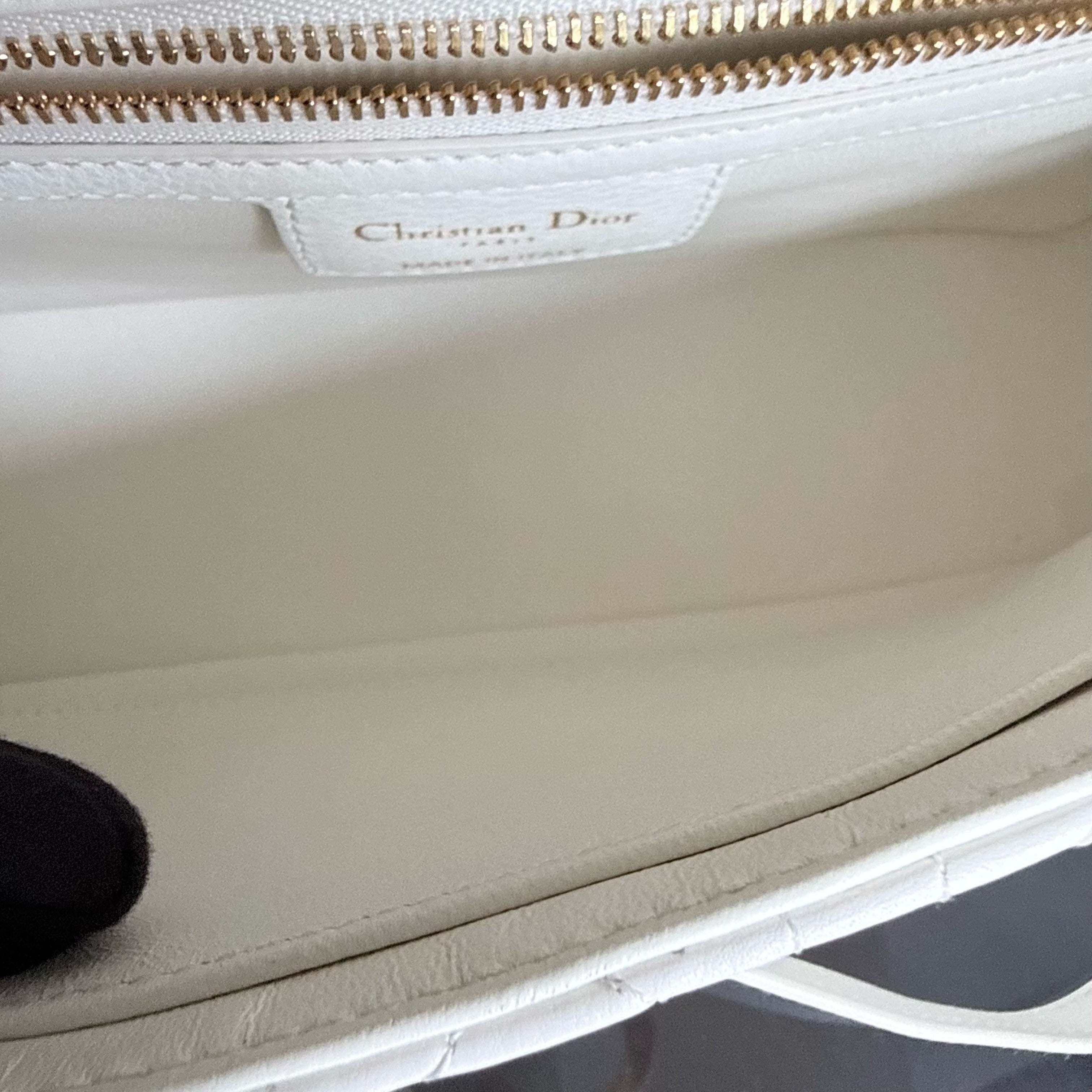 Dior Caro Medium - Cannage Grained Calfskin White Gold Hardware
