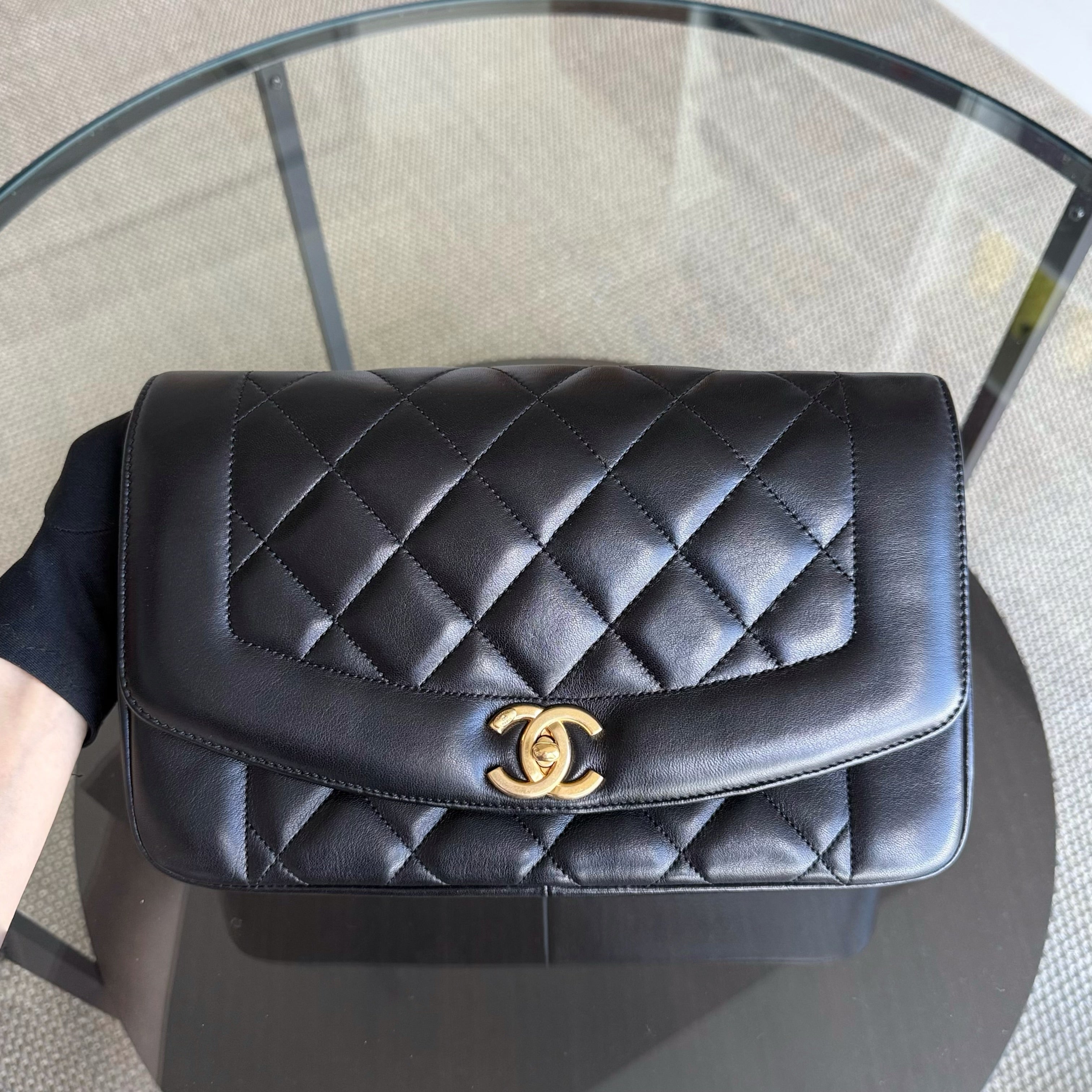 Chanel Diana Reissue - Quilted Lambskin 28CM Black Gold Hardware Series 20