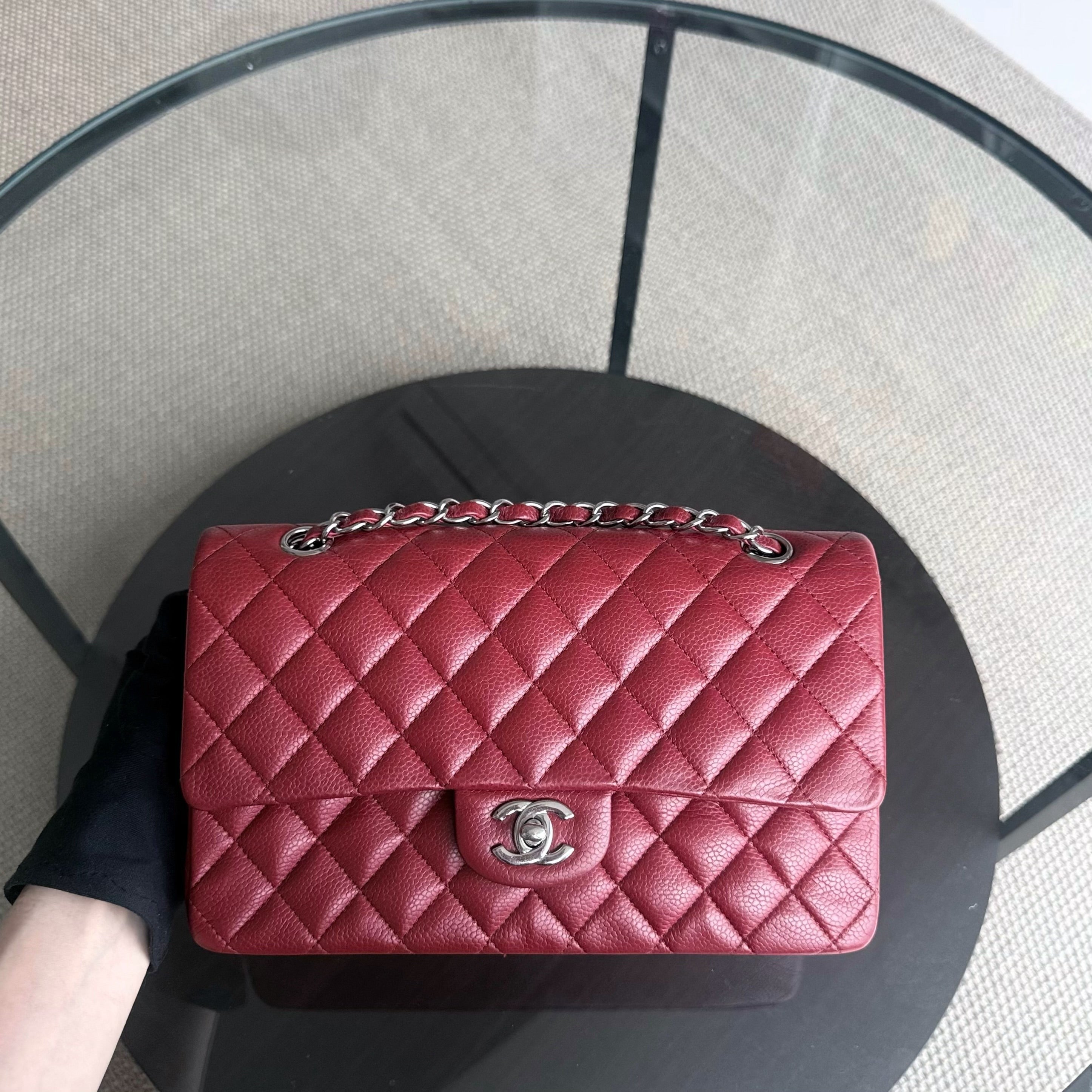 Chanel Classic Flap Medium - Caviar 25CM Quilted Grained Calfskin Dark Red Silver Hardware Series 16