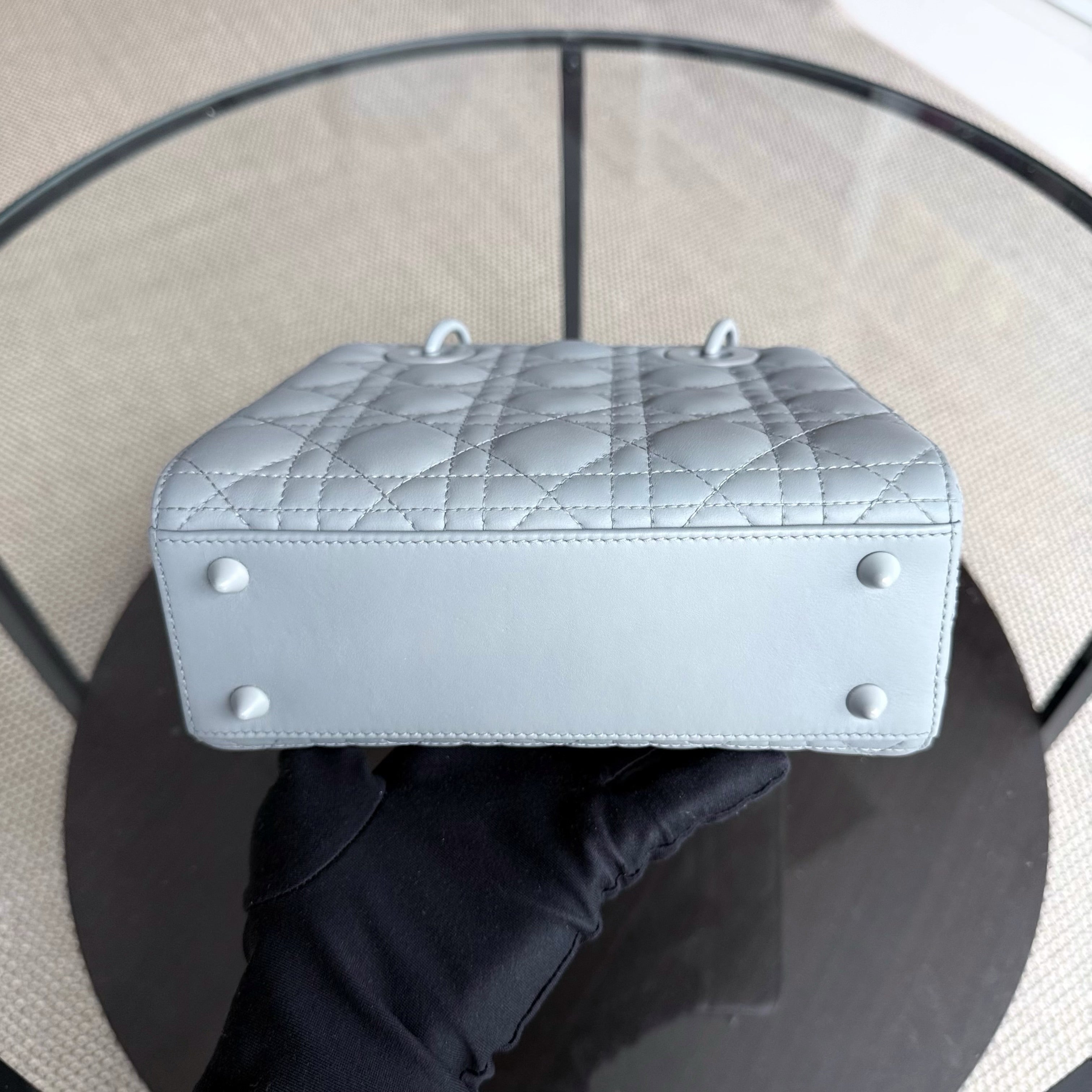 Dior Lady Small ABC - All Gray Grey Cannage Calfskin Black Hardware