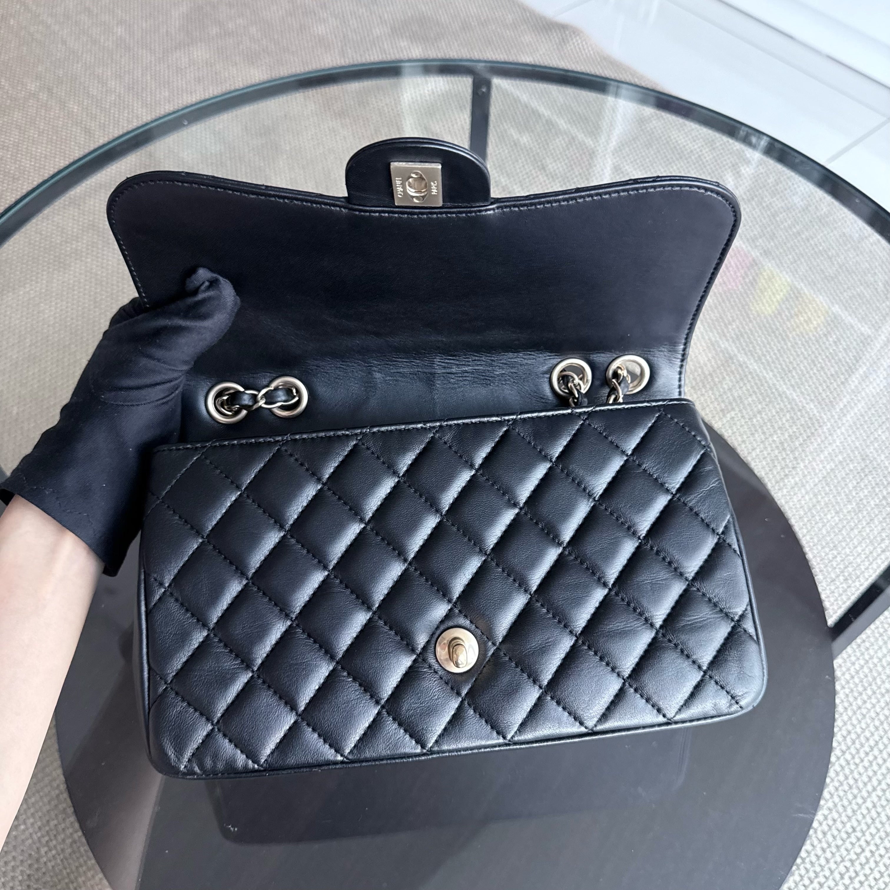 Chanel Chic Flap Seasonal Flap Medium - 25CM Quilted Lambskin Black Gold Hardware Series 21