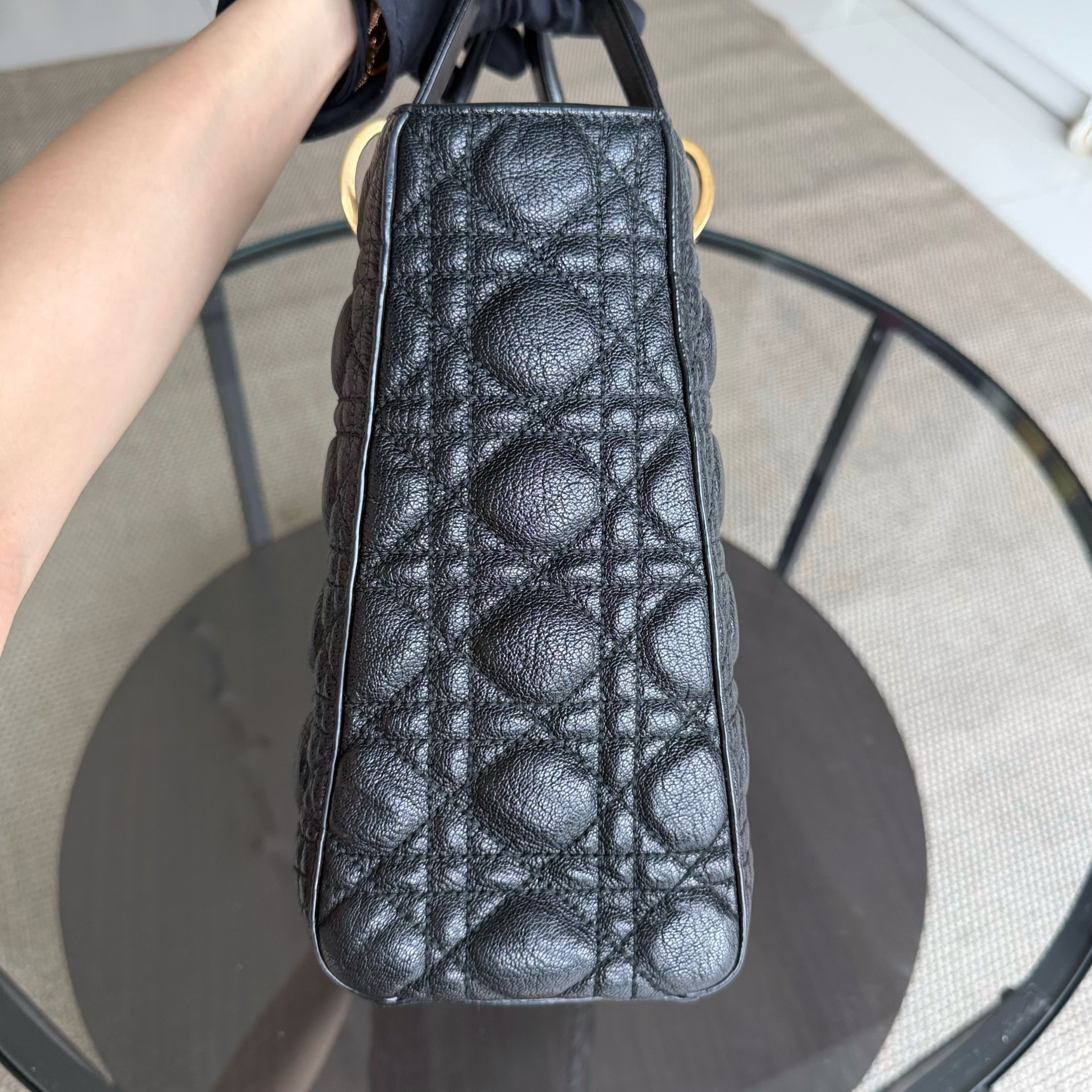 DIor Lady Large - Cannage Grained Calfskin Blush Gold Hardware NO STRAP