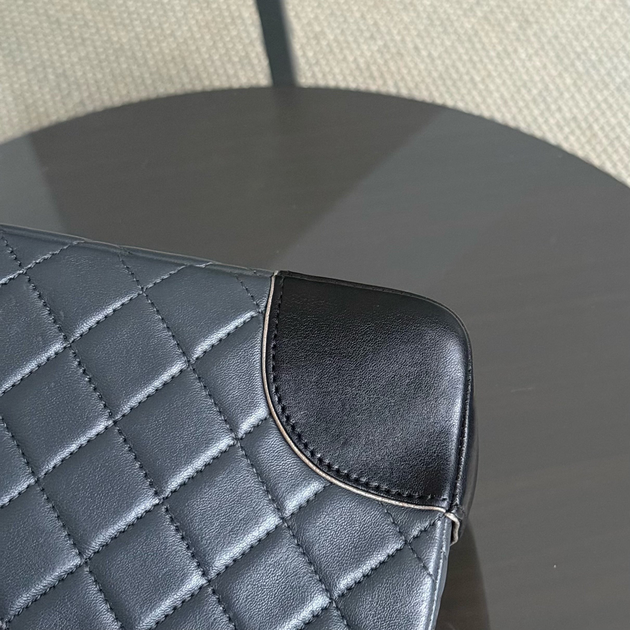 Chanel Flap Medium - Calfskin 25CM Quilted Dark Gray Ruthenium Silver Hardware Series 21
