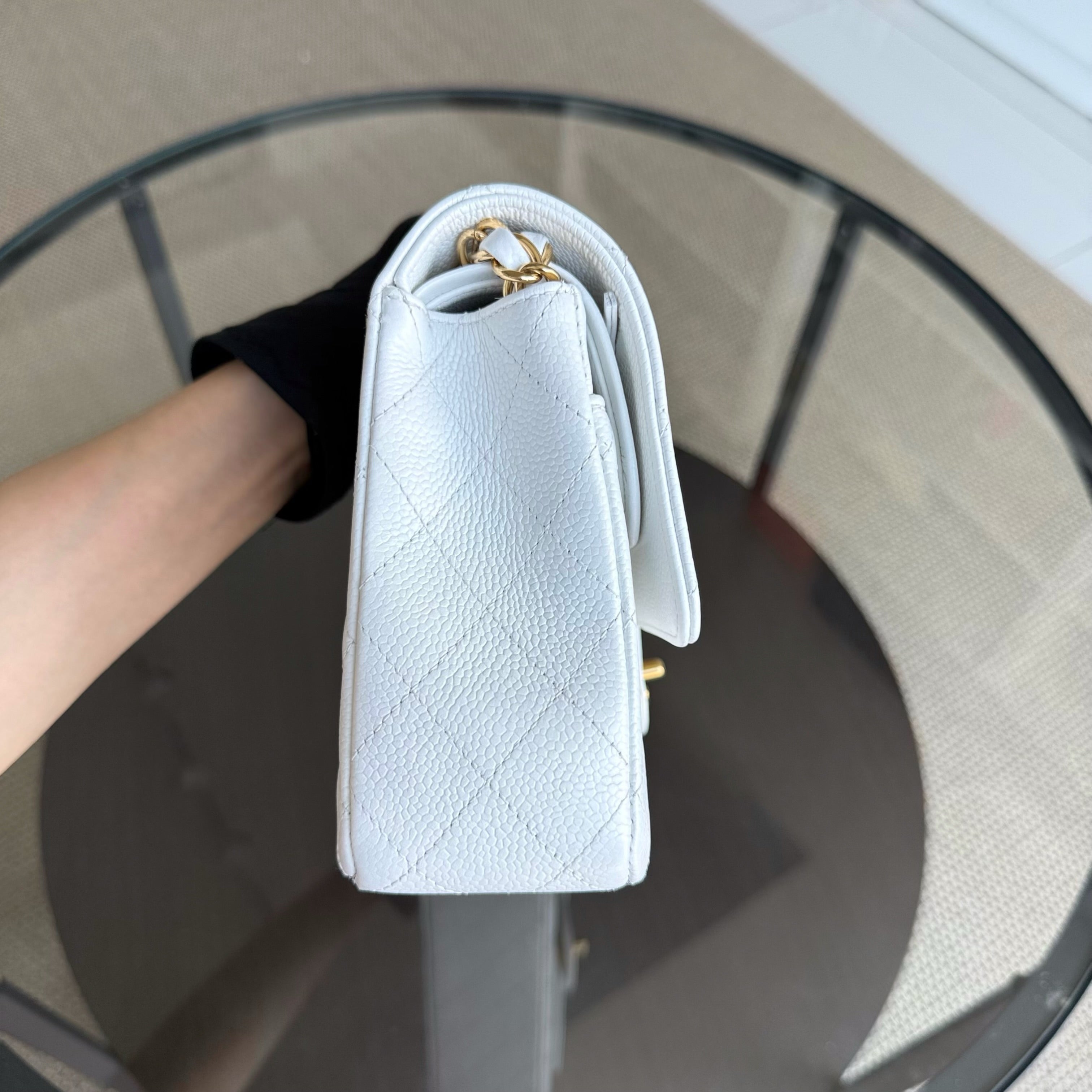 Chanel Classic Flap Medium - Caviar Quilted Grained Calfskin White Gold Hardware Series 14