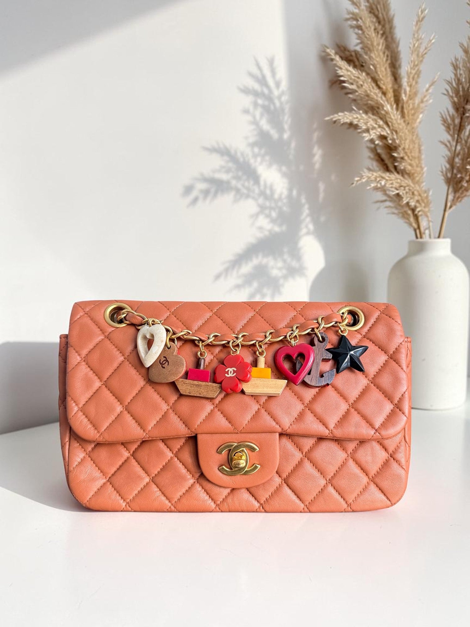 Chanel Classic Flap Medium - Special Valentine Edition 25CM Quilted Lambskin Red Gold Hardware Series 14