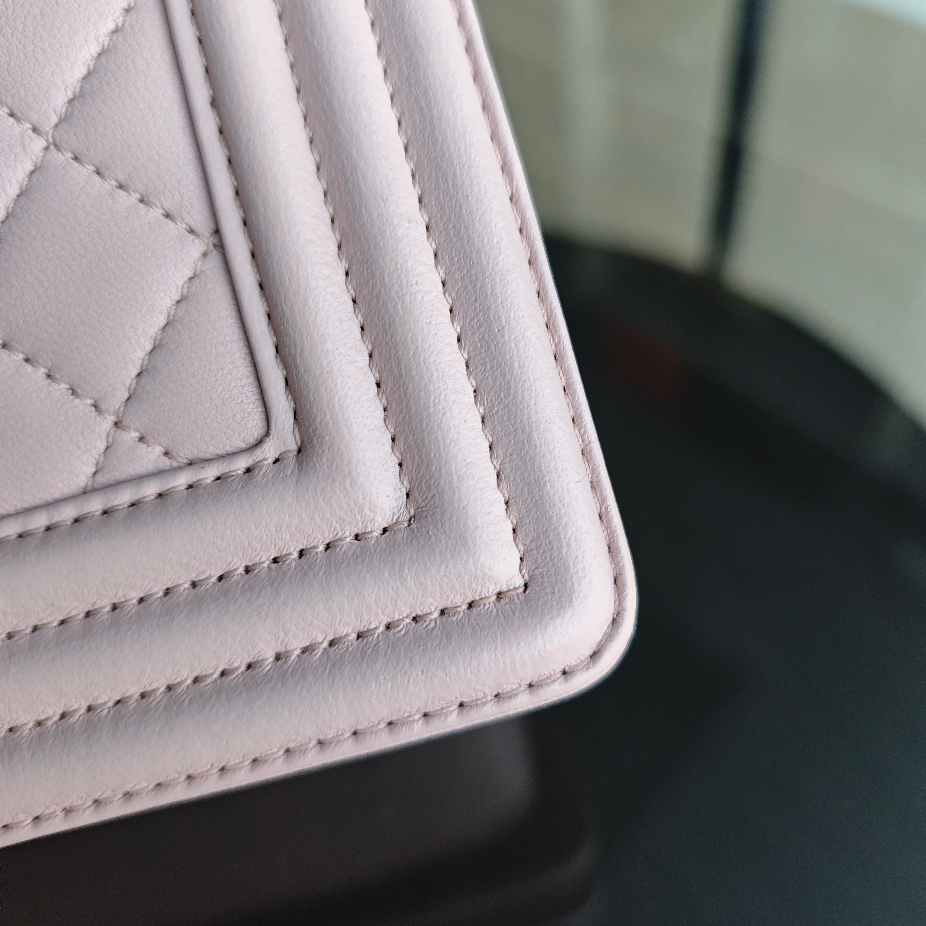 Chanel Boy Medium - Quilted Lambskin Light Sakura Pink Ruthenium Silver Hardware Series 23