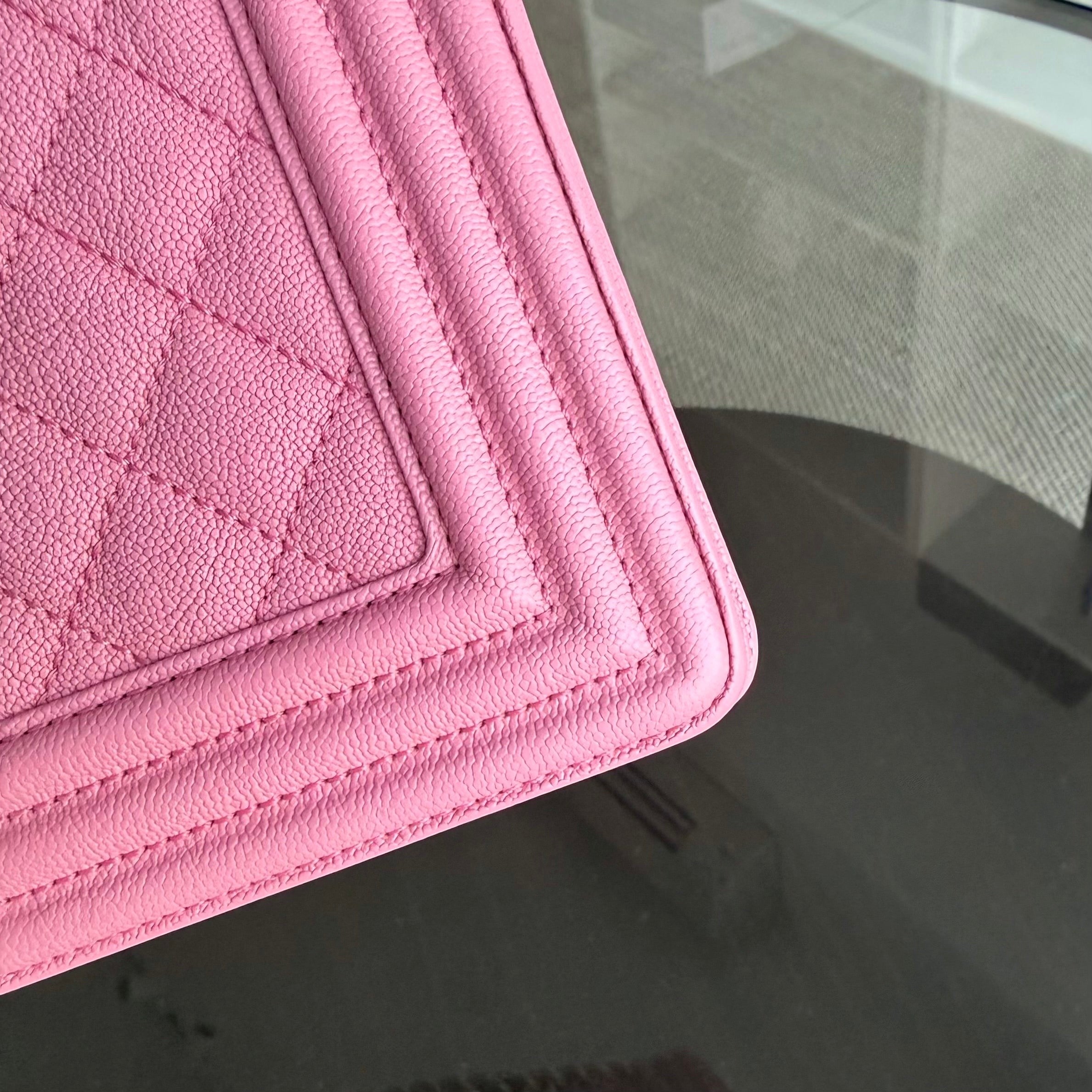 Chanel Boy Medium - 25CM Quilted Caviar Barbie Pink Gold Hardware Series 30