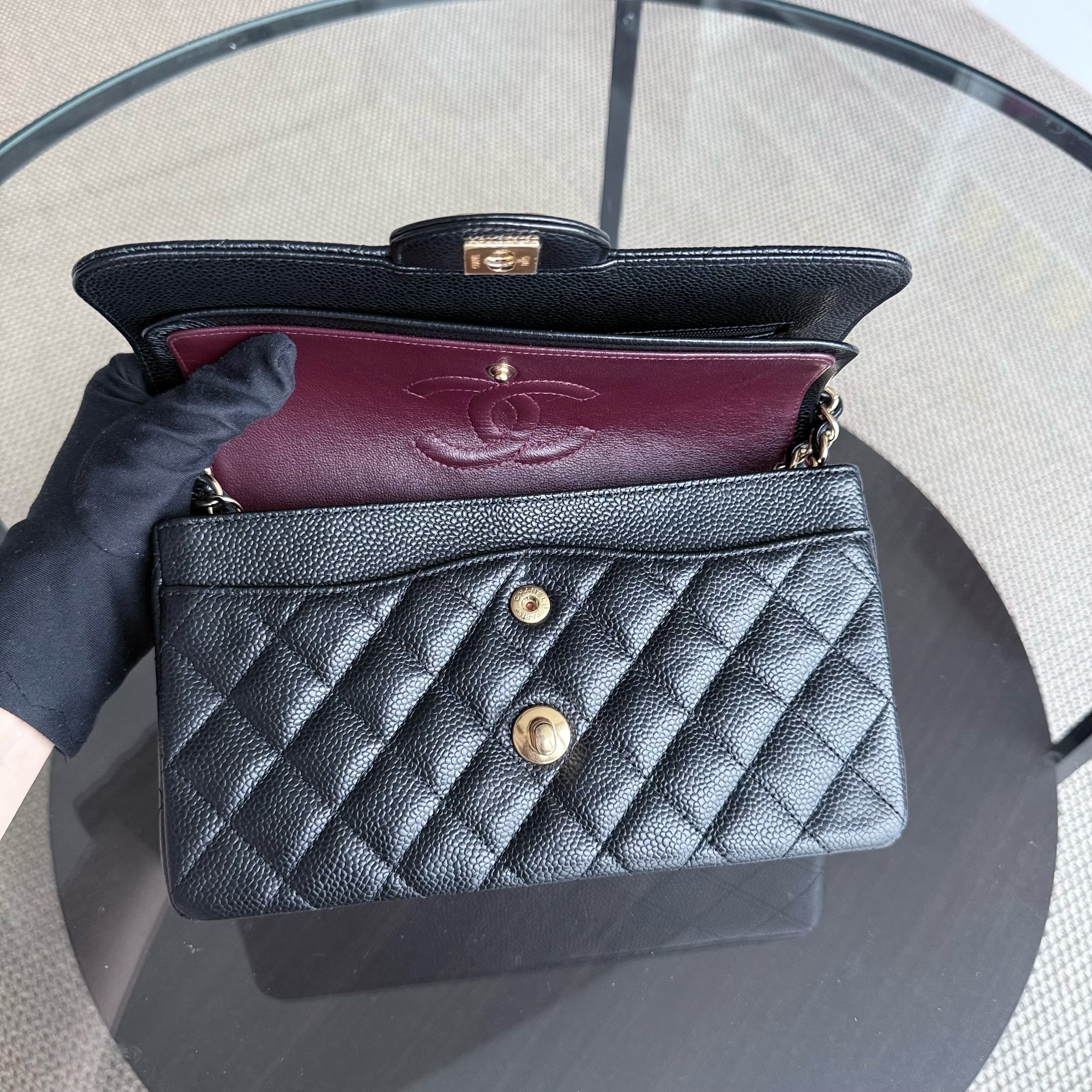 Chanel Classic Flap Small - Caviar 23CM Quilted Black Gold Hardware Series 19