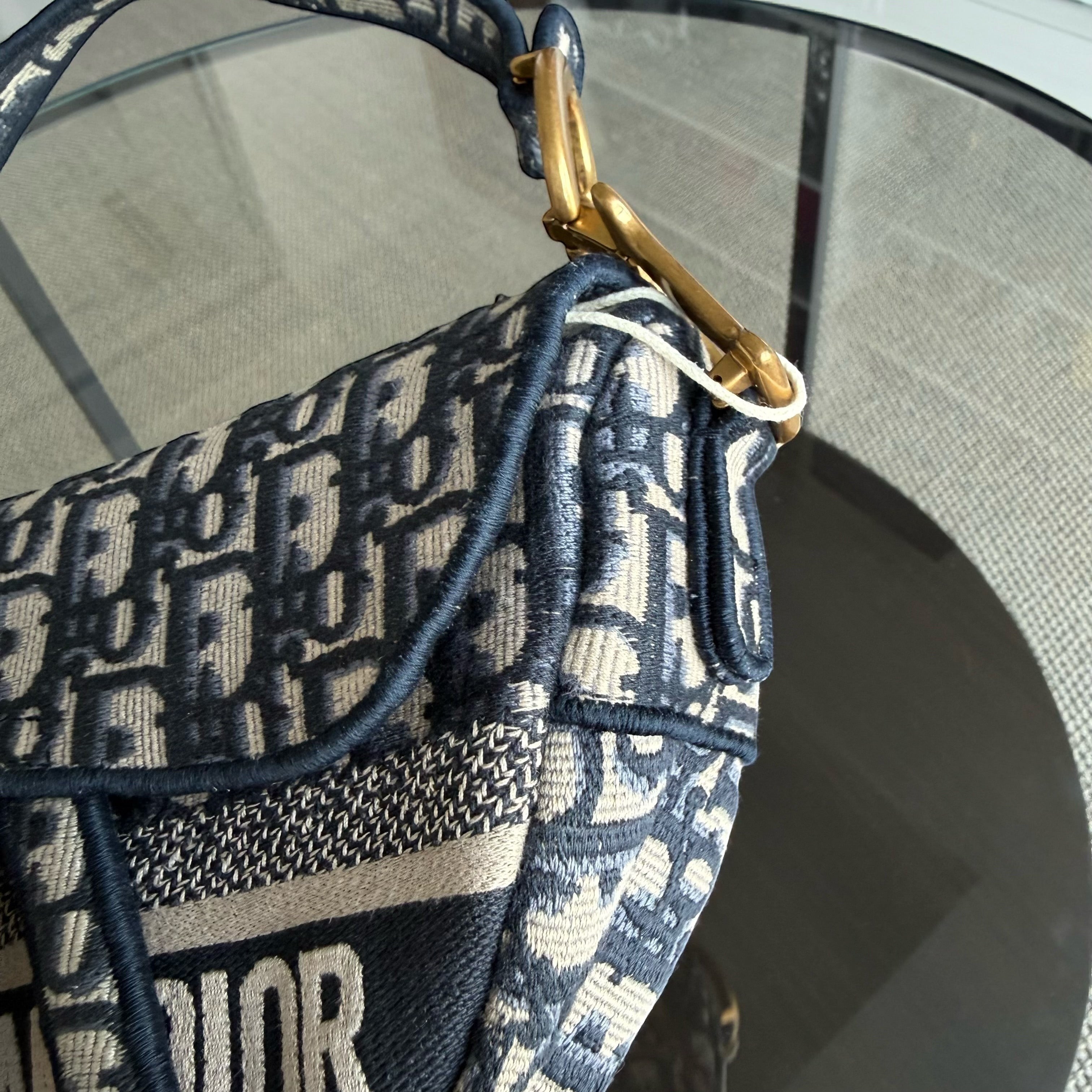 Dior Saddle Medium - Oblique Canvas Monogram Dark Blue Gold Hardware