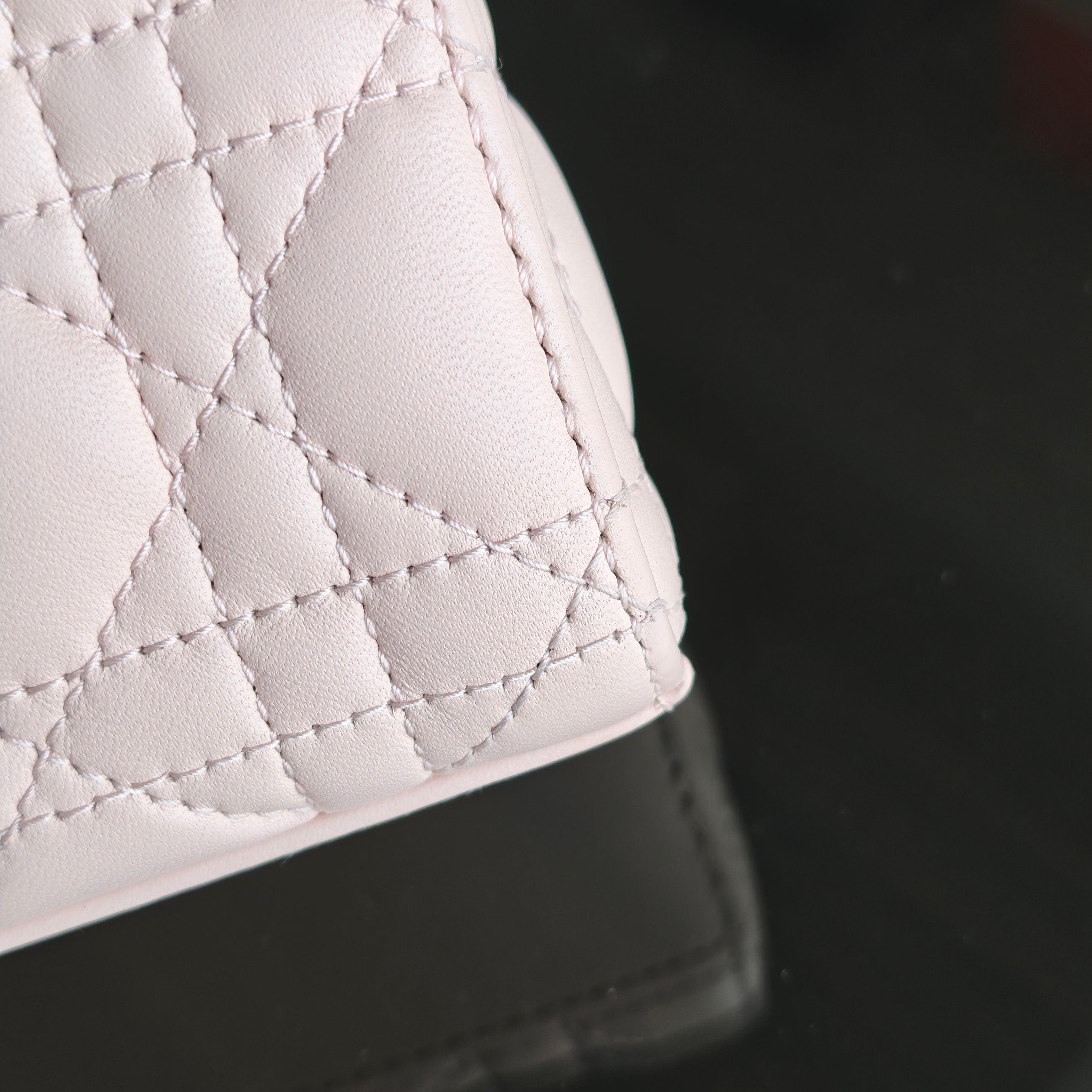 Dior D-Joy Medium - Cannage Lambskin Light Pink Gold Hardware