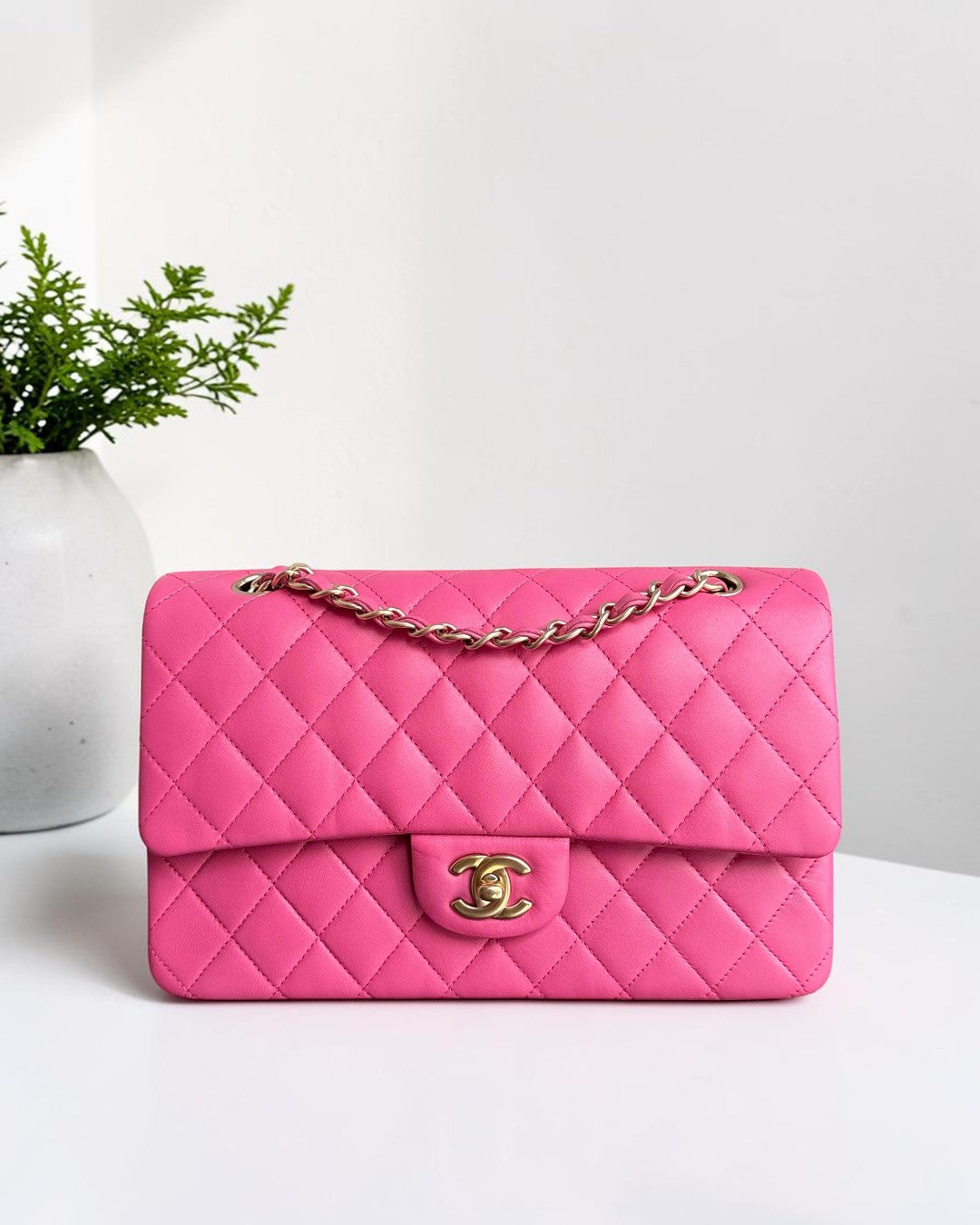 Chanel Classic Flap Medium - 25CM Quilted Lambskin Barbie Pink Gold Hardware Series 18