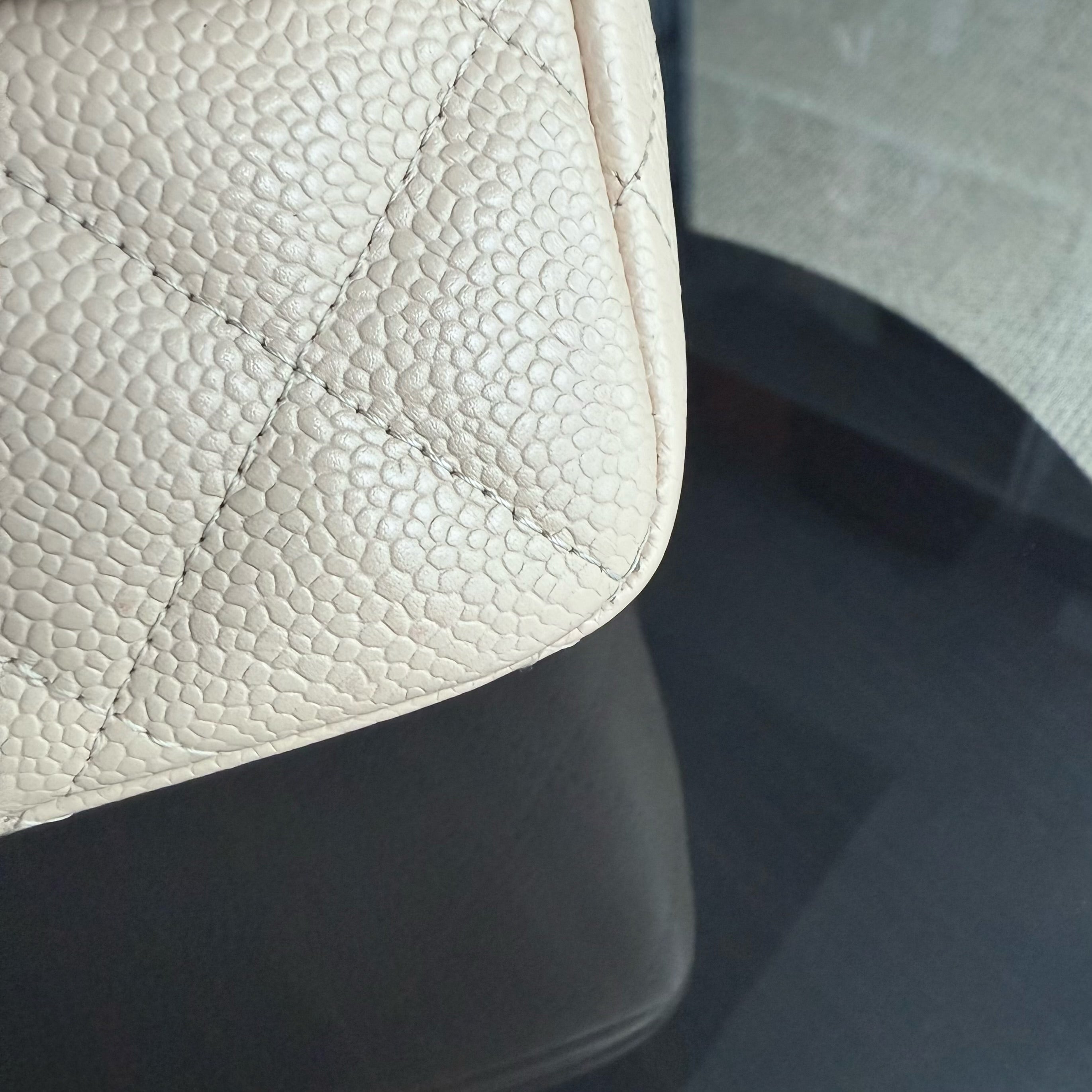 Chanel Classic Flap Jumbo - Caviar Quilted Grained Calfskin Light Beige Gold Hardware Series 13