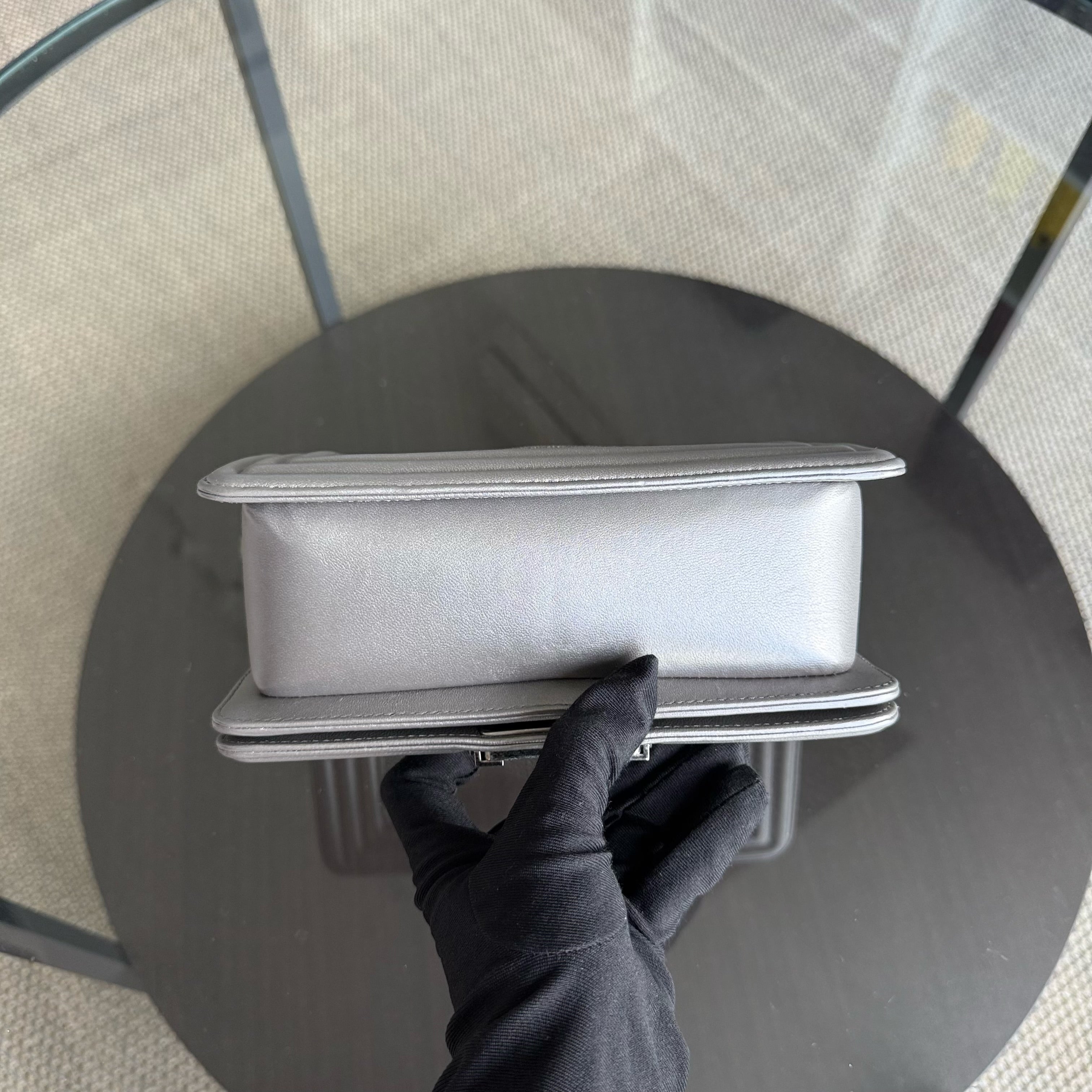 Chanel Boy Small - Stingray Pink Ruthenium Silver Hardware Series 20