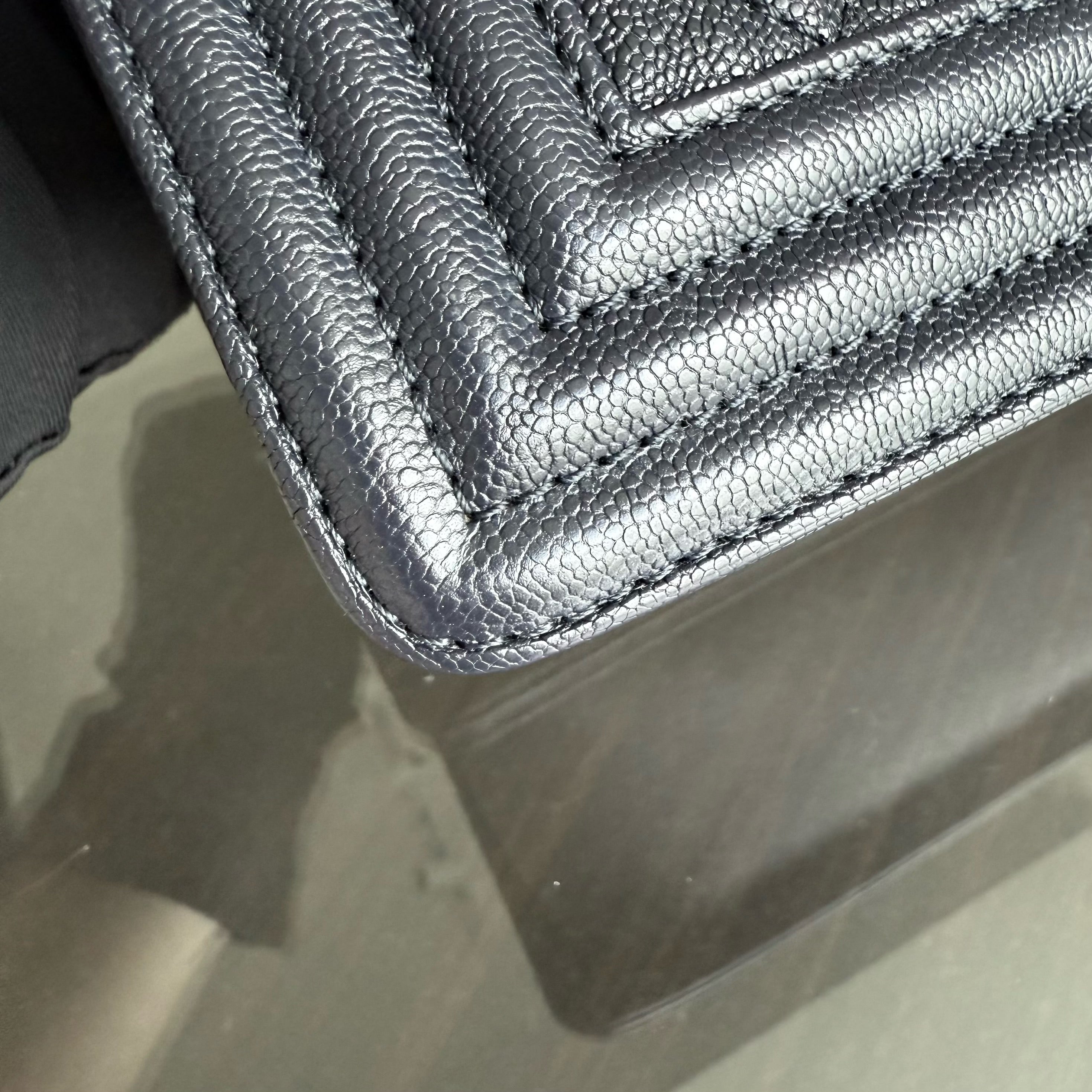 Chanel Boy Medium - Caviar 25CM Quilted Midnight Dark Blue Gold Hardware Series 26