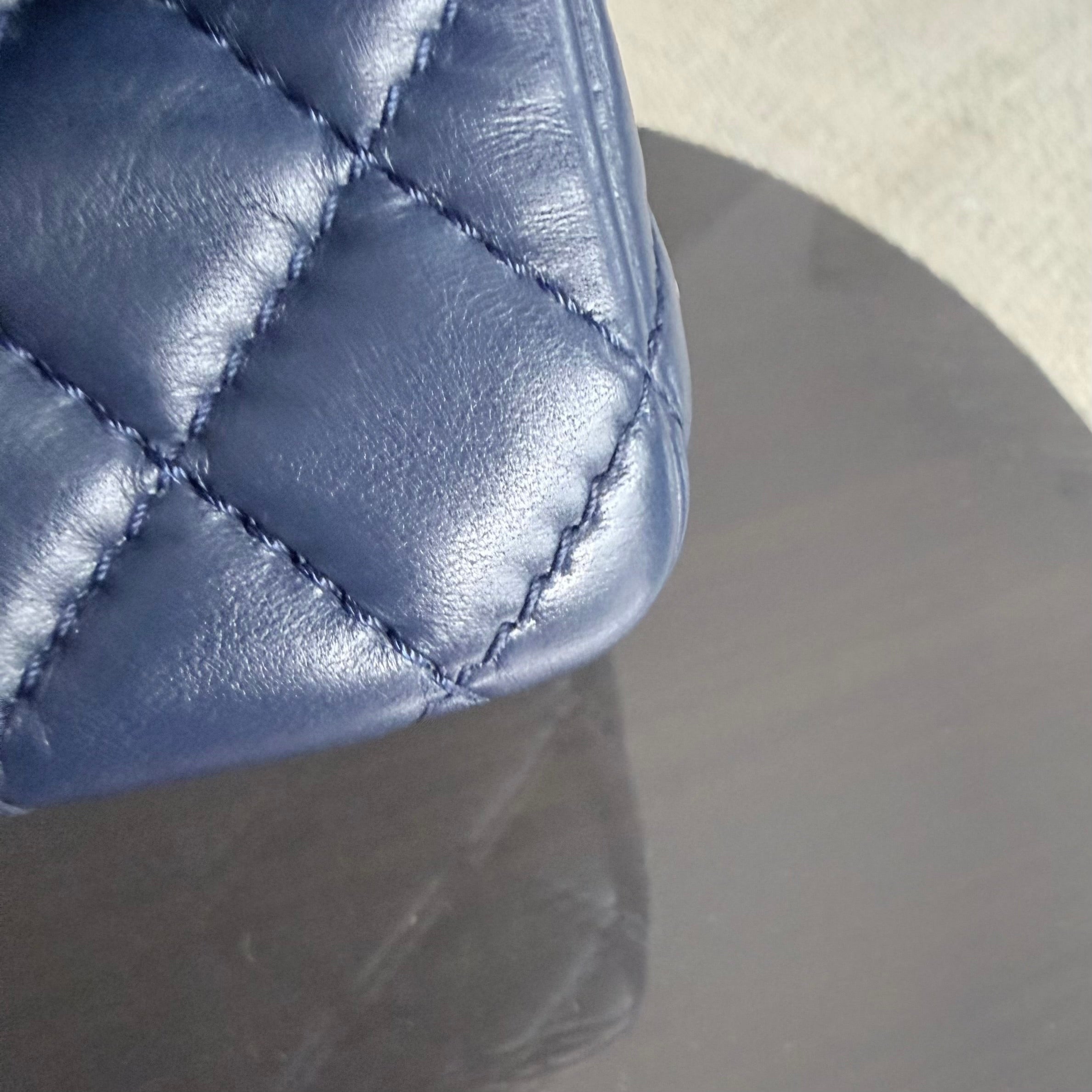 Chanel Classic Flap Medium - 25CM Quilted Lambskin Dark Blue Gold Hardware Series 12