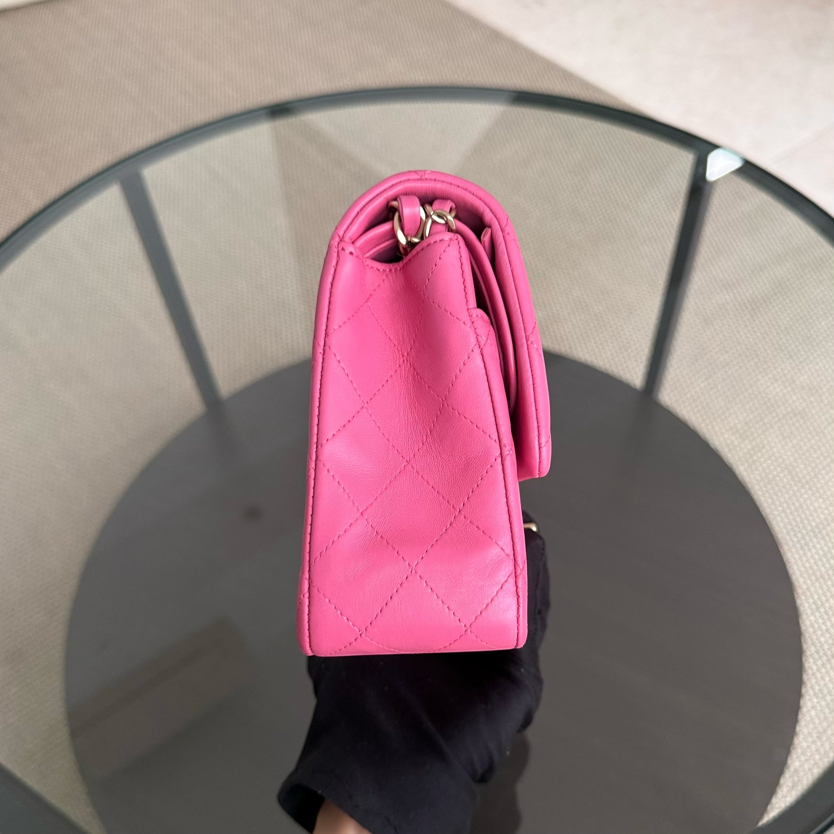 Chanel Classic Flap Medium - 25CM Quilted Lambskin Barbie Pink Gold Hardware Series 18