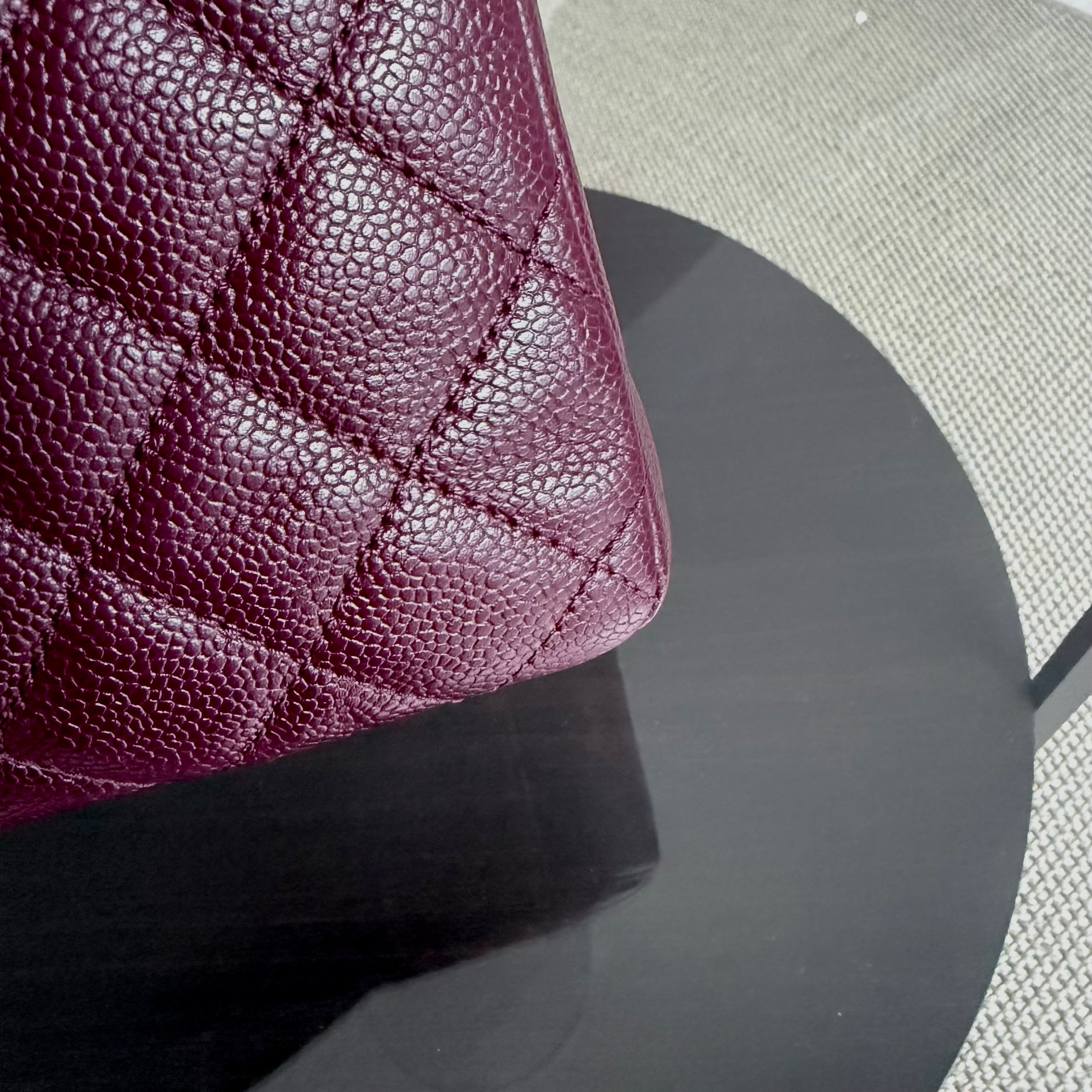 Chanel GST Grand Shopping Tote - Burgundy Caviar Quilted Silver Hardware Series 19