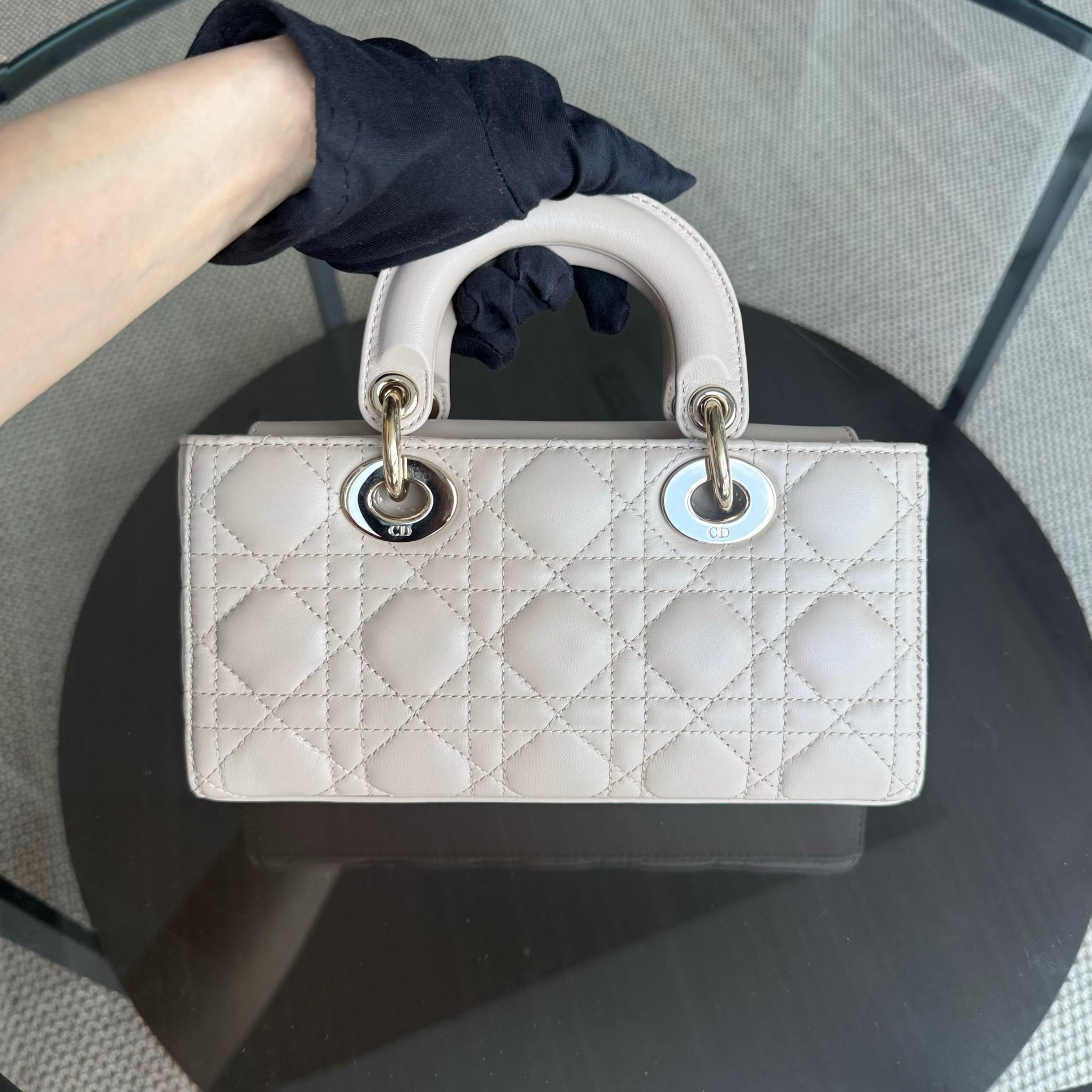 Dior Lady D-Joy Small - Cannage Lambskin Beige Gold Hardware Single Strap