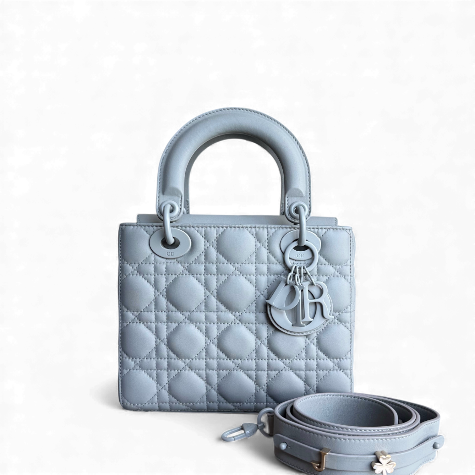 Dior Lady Small ABC - All Gray Grey Cannage Calfskin Black Hardware