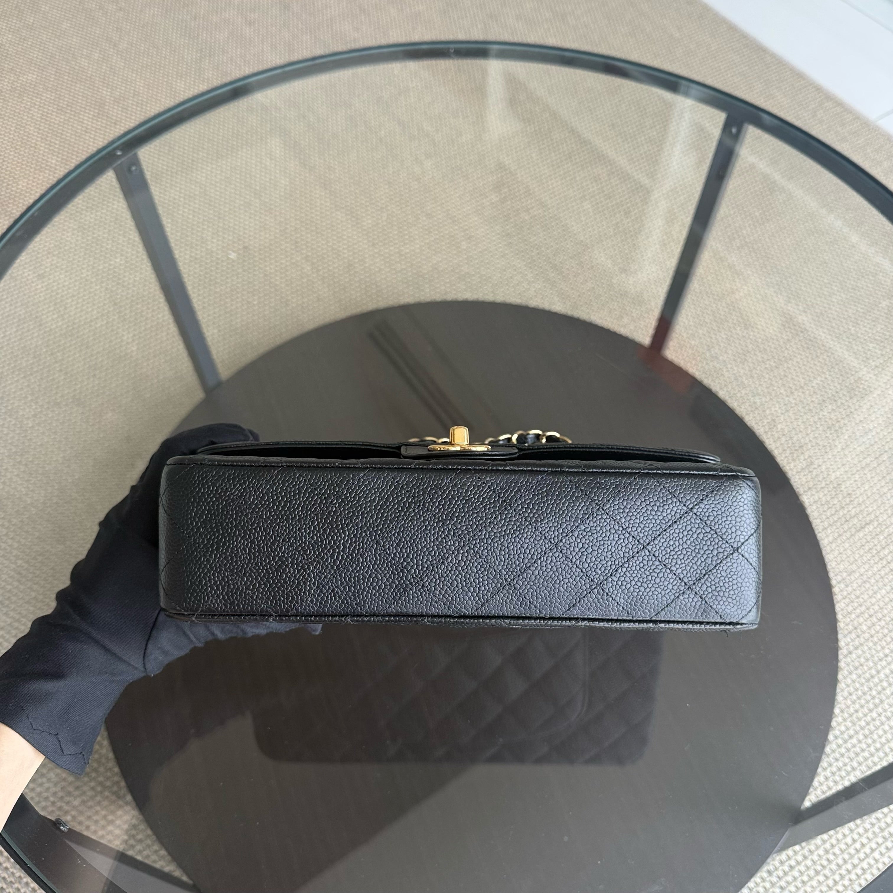 Chanel Classic Flap Medium - Caviar 25CM Quilted Grained Calfskin Black Gold Hardware Series 13
