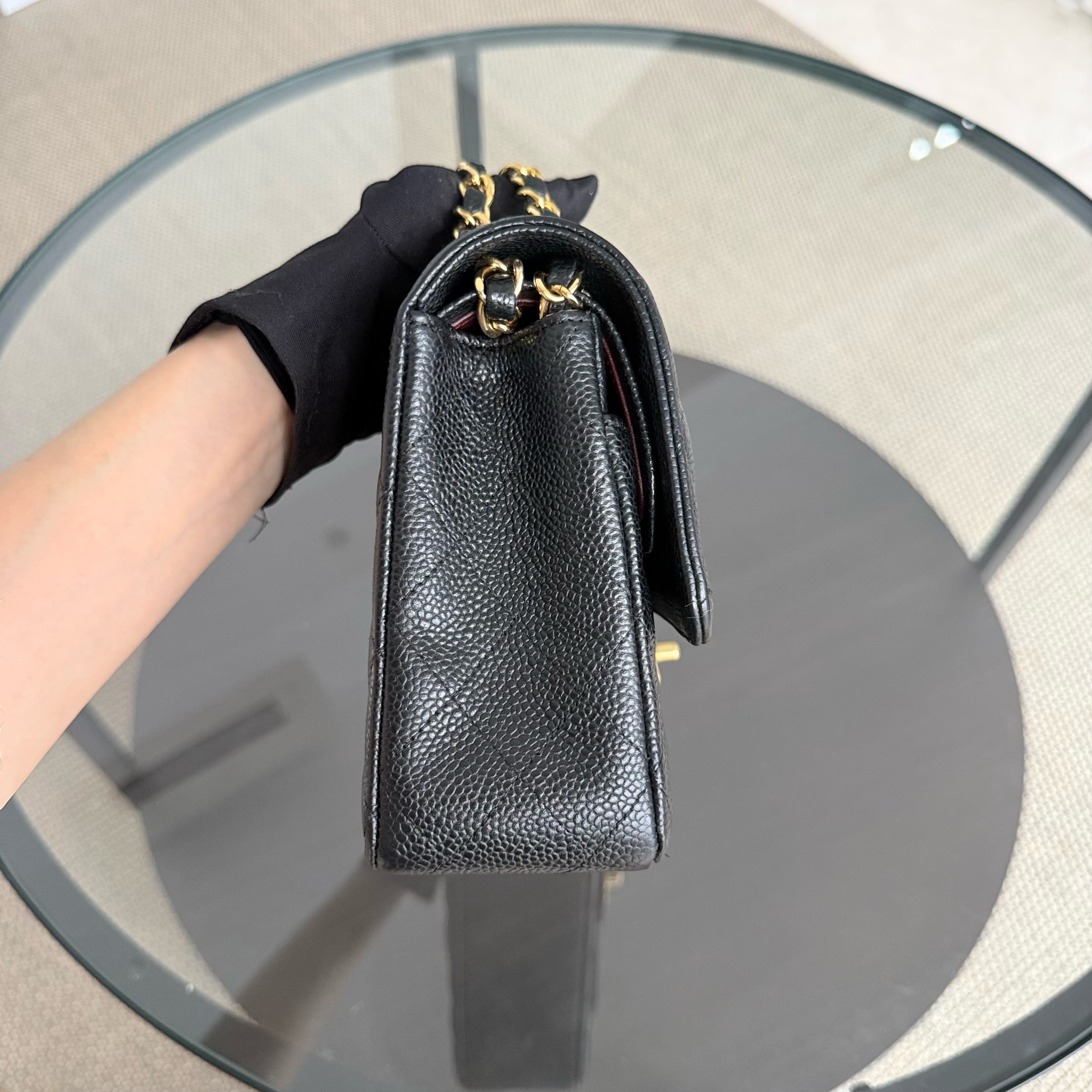 Chanel Classic Flap Medium - 25CM Quilted Caviar Black Gold Hardware Series 19